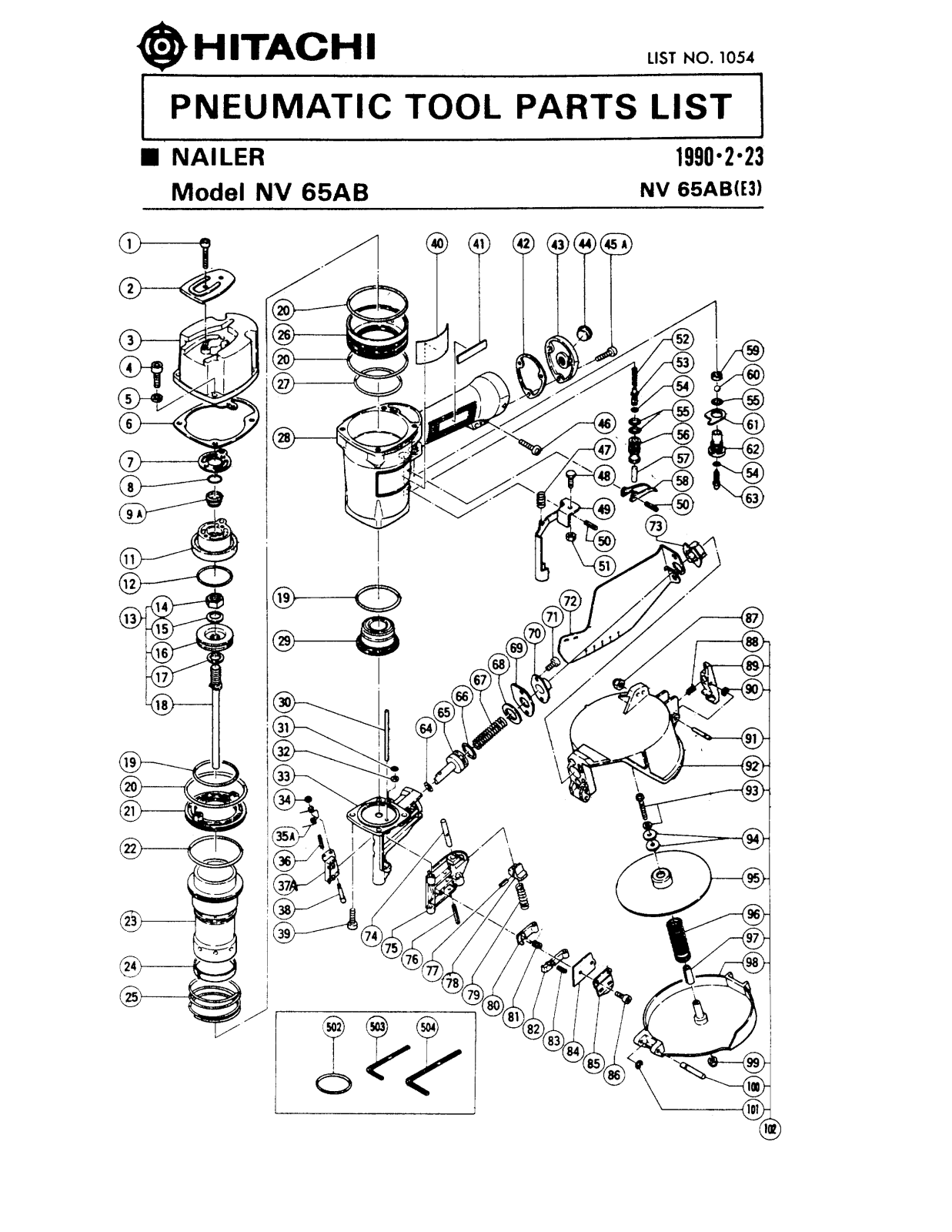 Hitachi NV65AB PARTS LIST