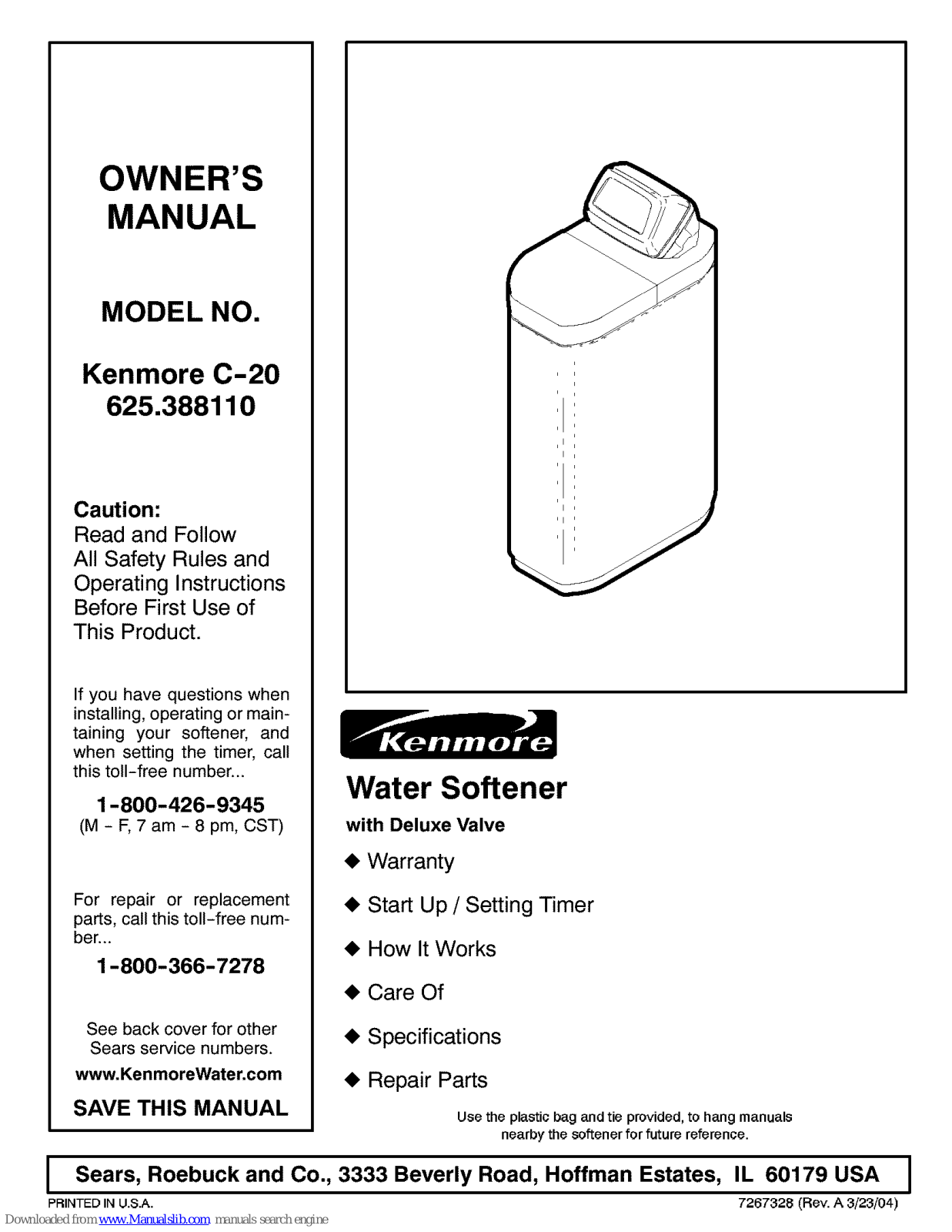 Kenmore C-20, 625.388110 Owner's Manual - ManualMachine.com