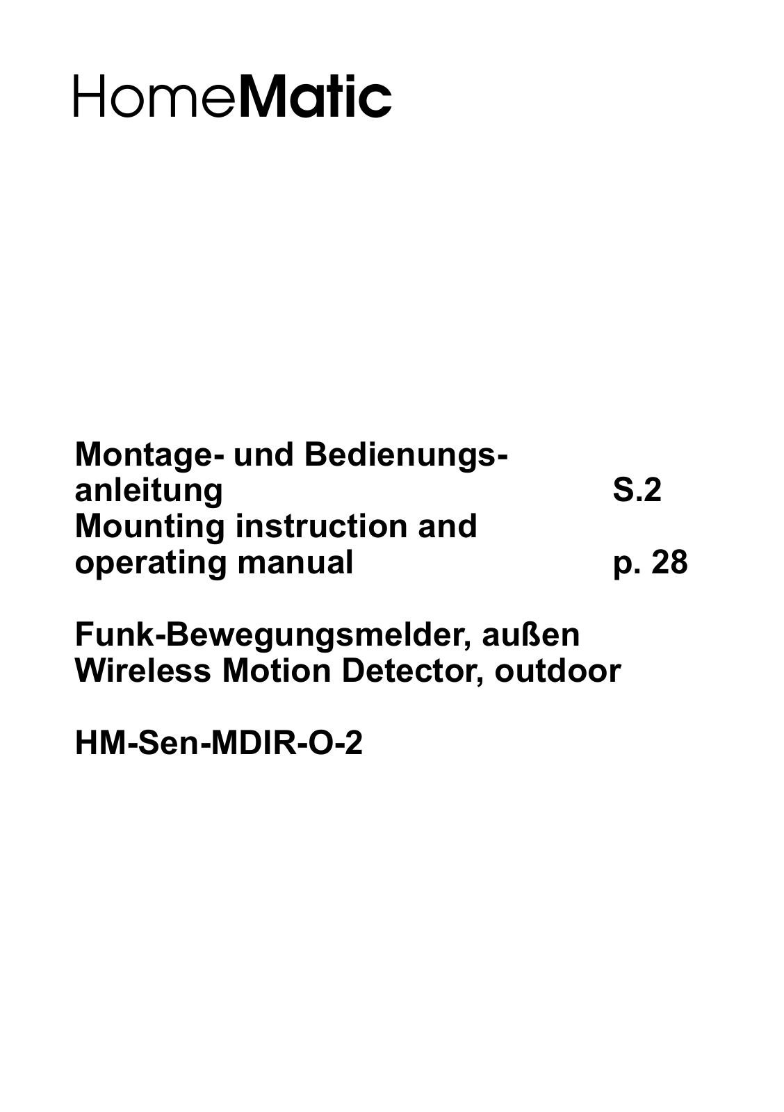 Homematic HM-Sen-MDIR-O Operating Manual