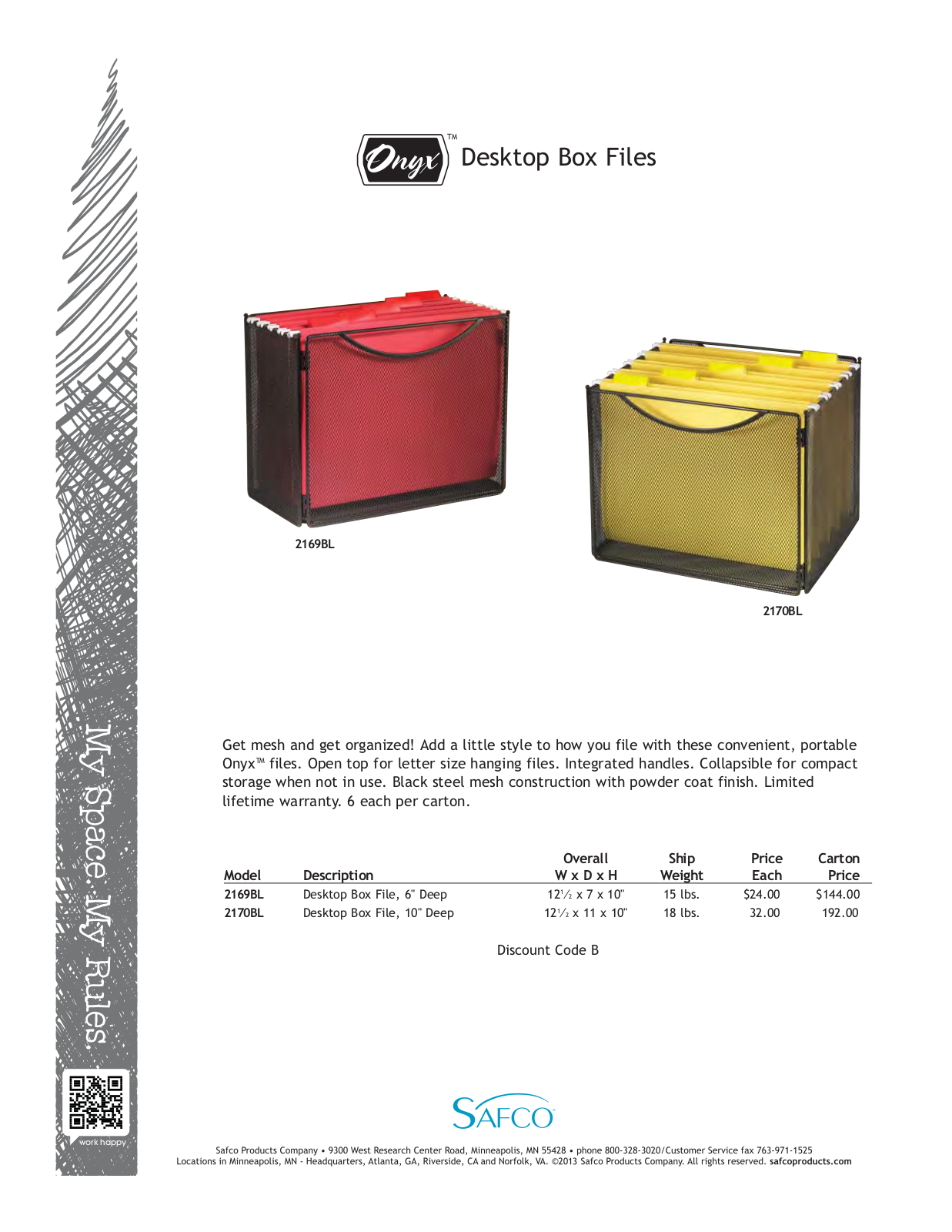 Safco 2169BL User Manual