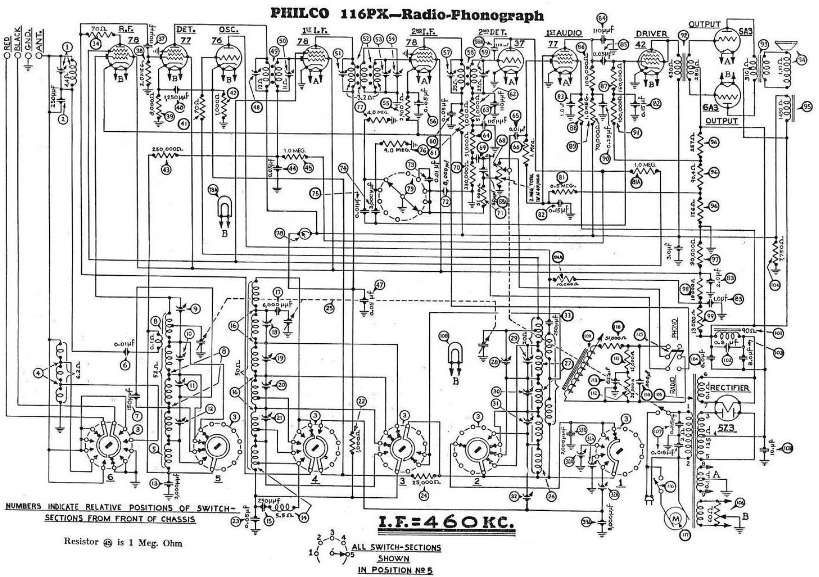 Philco 116px schematic