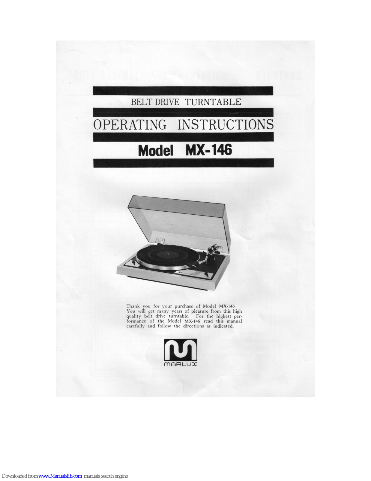 Marlux MX-146 Instructions Manual - ManualMachine.com