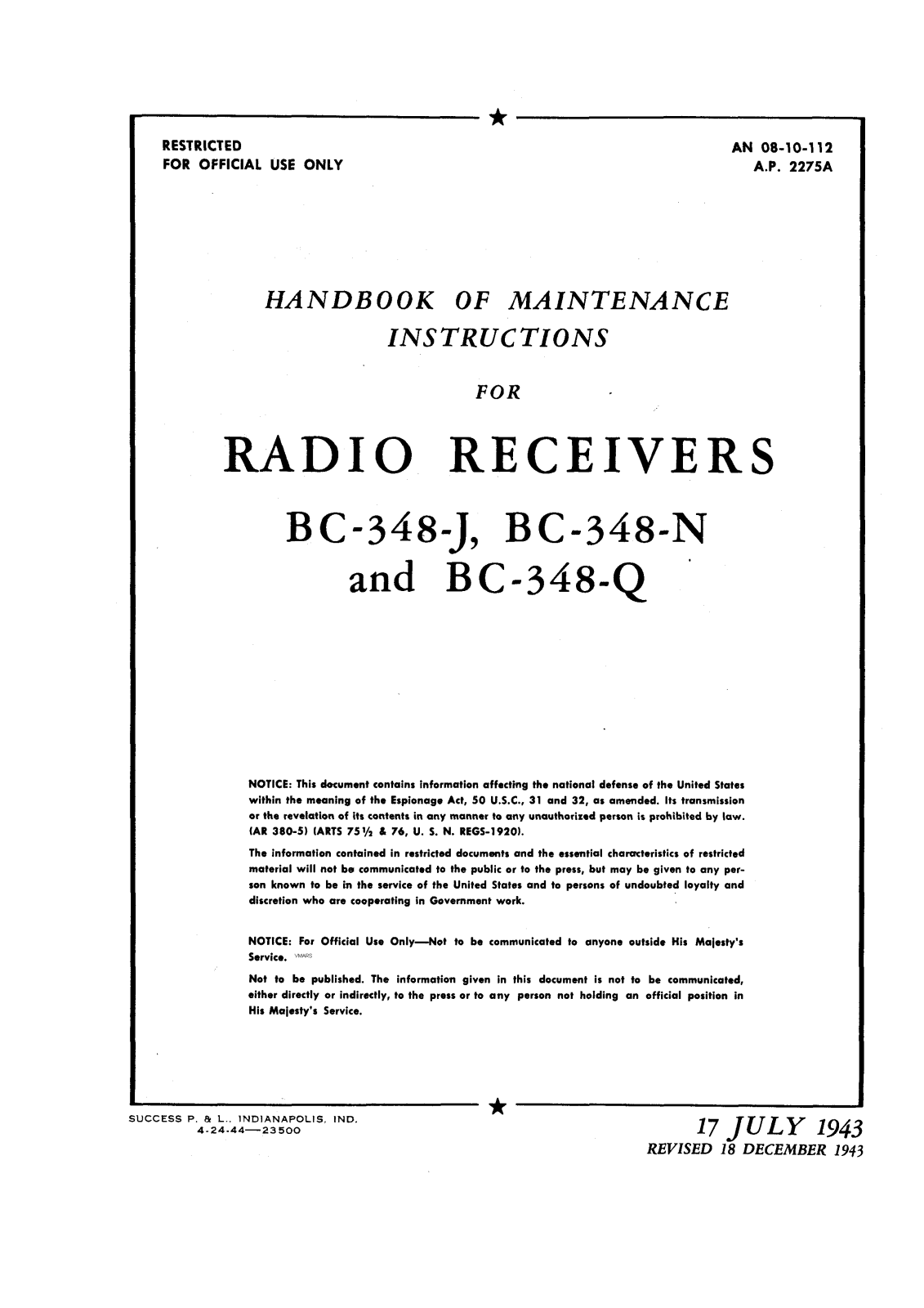 Navy BC348-j, BC348-N, BC348-Q Instruction Manual