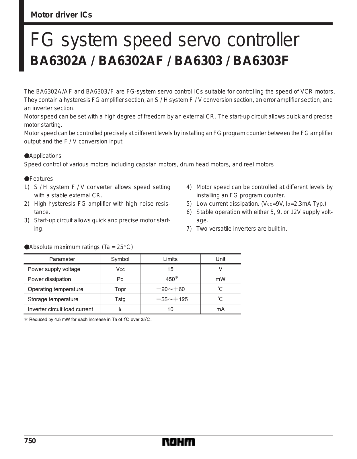 Datasheet BA6303F, BA6303, BA6302AF, BA6302A Datasheet (ROHM) - ManualMachine.com
