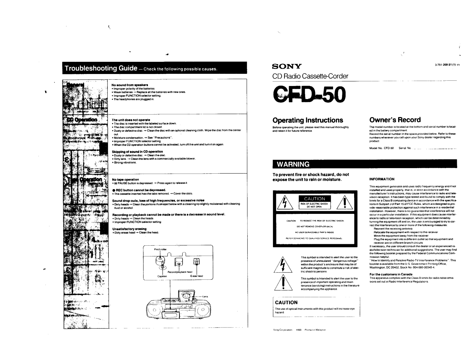 Sony CFD-50 User Manual