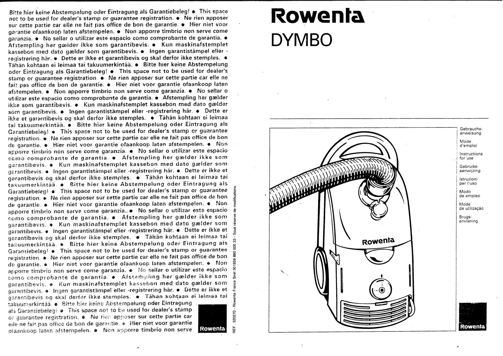 ROWENTA Dymbo User Manual