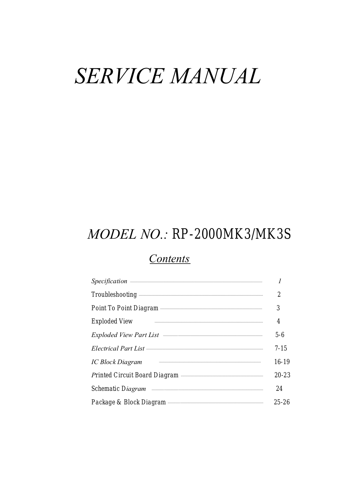 Reloop RP-2000-Mk3, RP-2000-Mk3-S Service manual