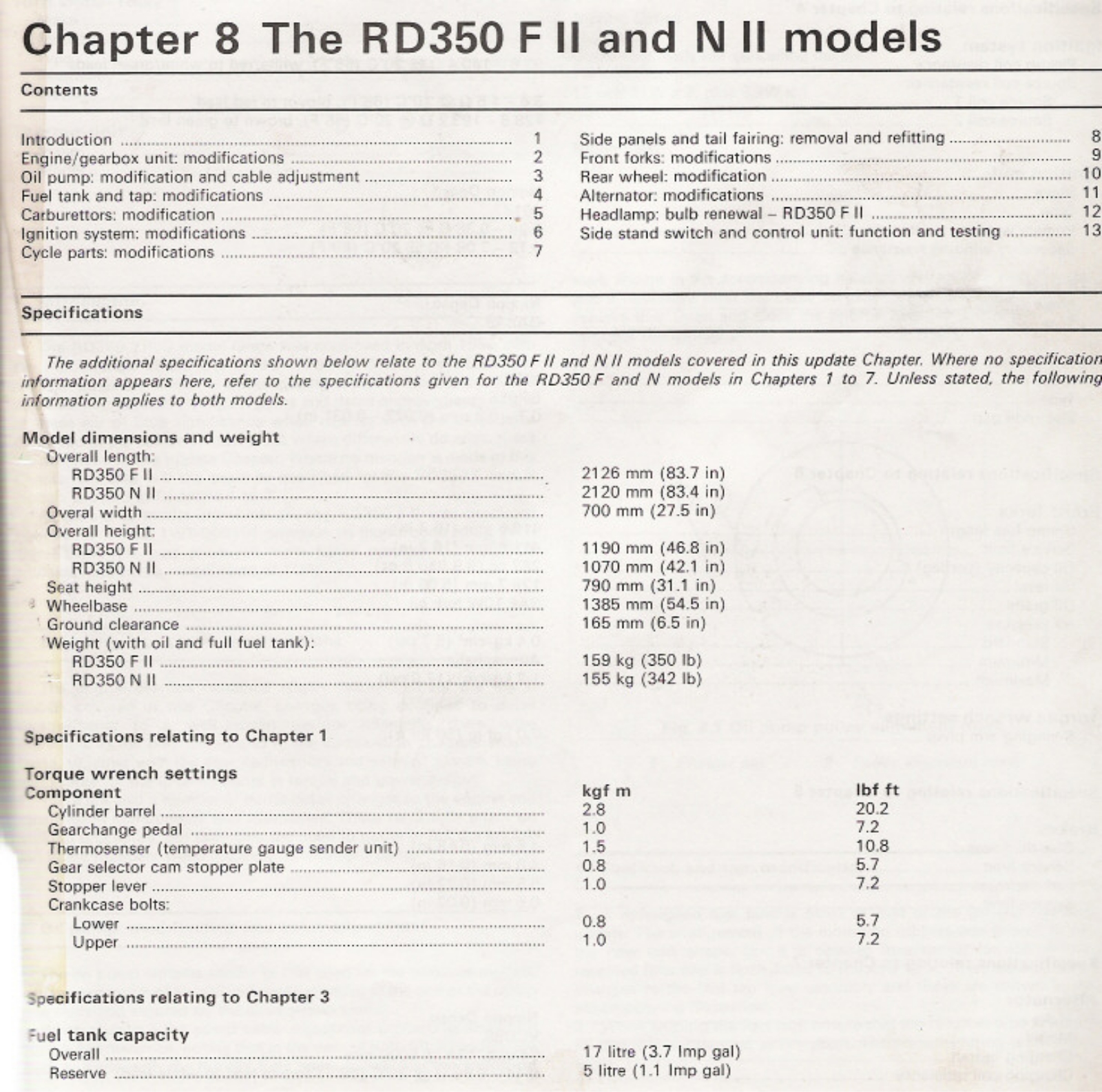 Yamaha RD350 YPVS Service Manual 8 The RD350 F II and N II models