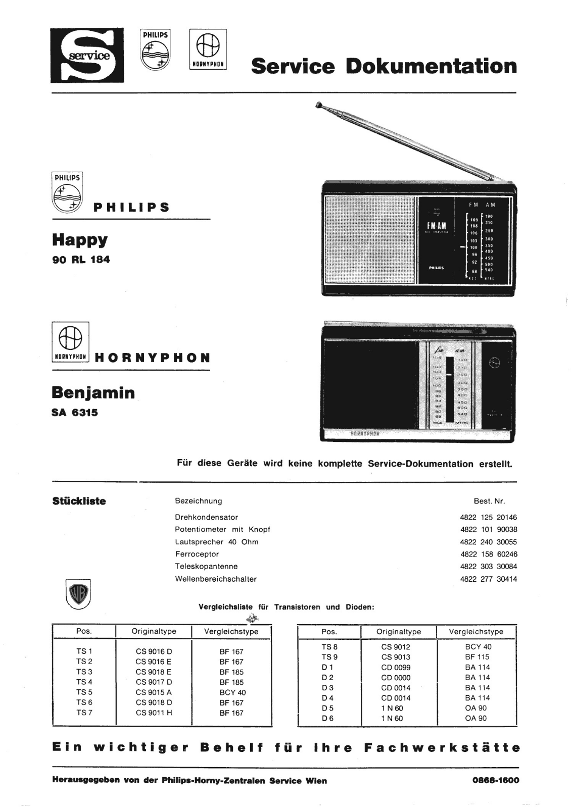 Philips SA-6315, 90-RL-184 Service Manual