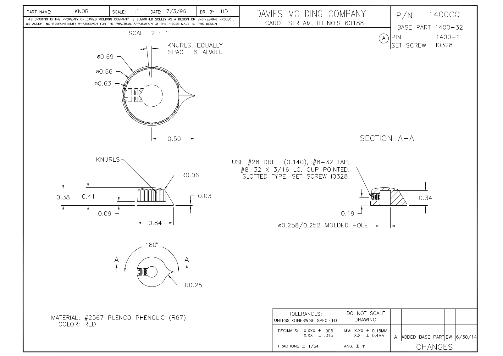 Davies Molding 1400CQ Reference Drawing