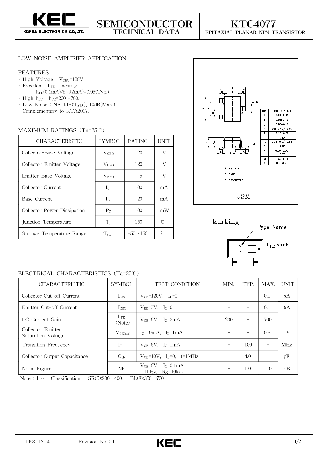 KEC KTC4077 Datasheet