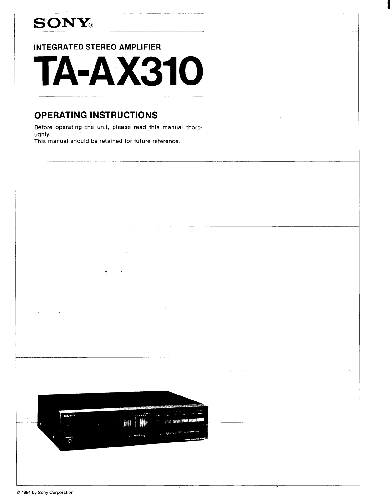 Sony TA-AX310 User Manual