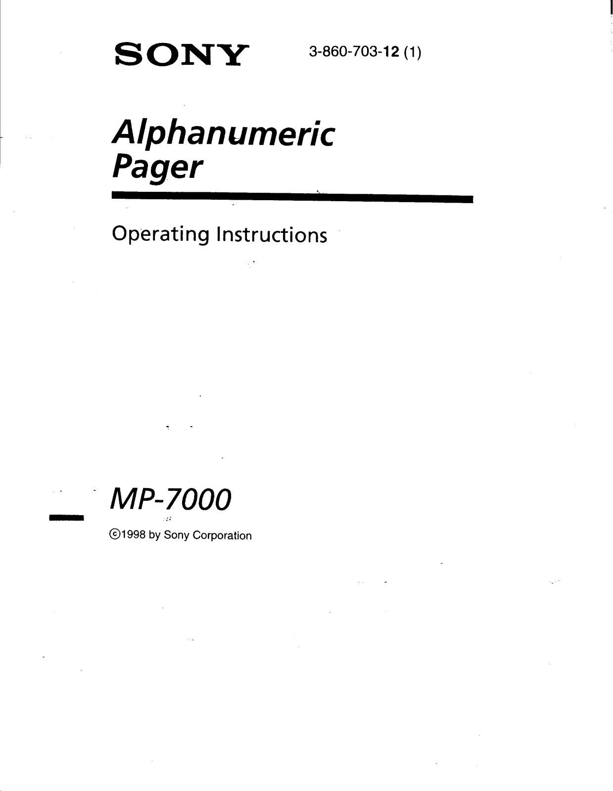 Sony MP7000 Operating manual