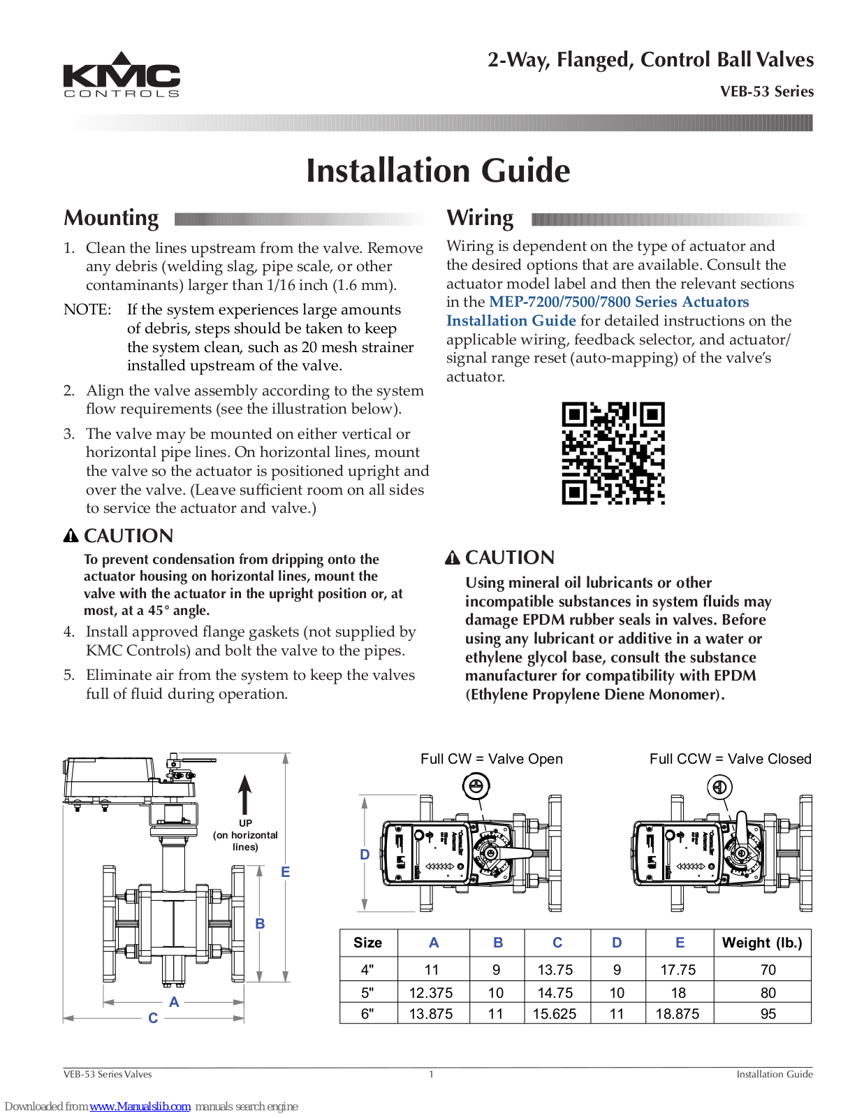 KMC Controls VEB-53 Series Installation Manual