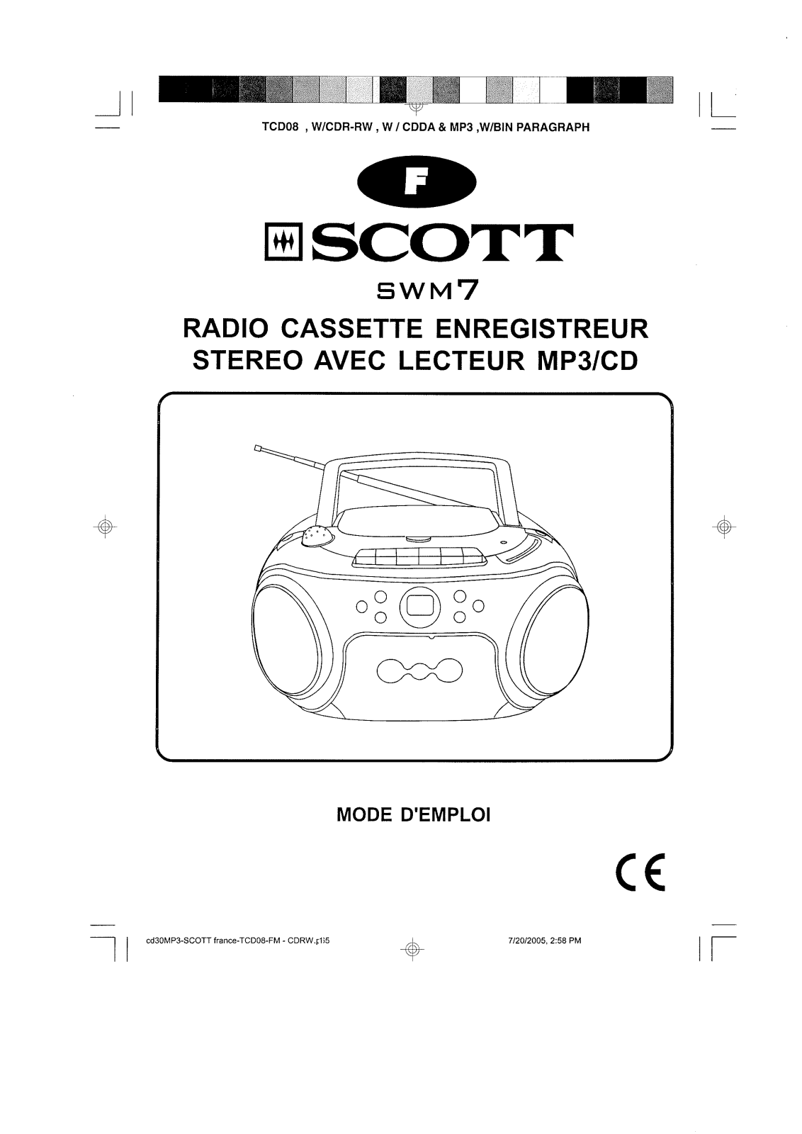 SCOTT SWM7, SW M7 CB User Manual