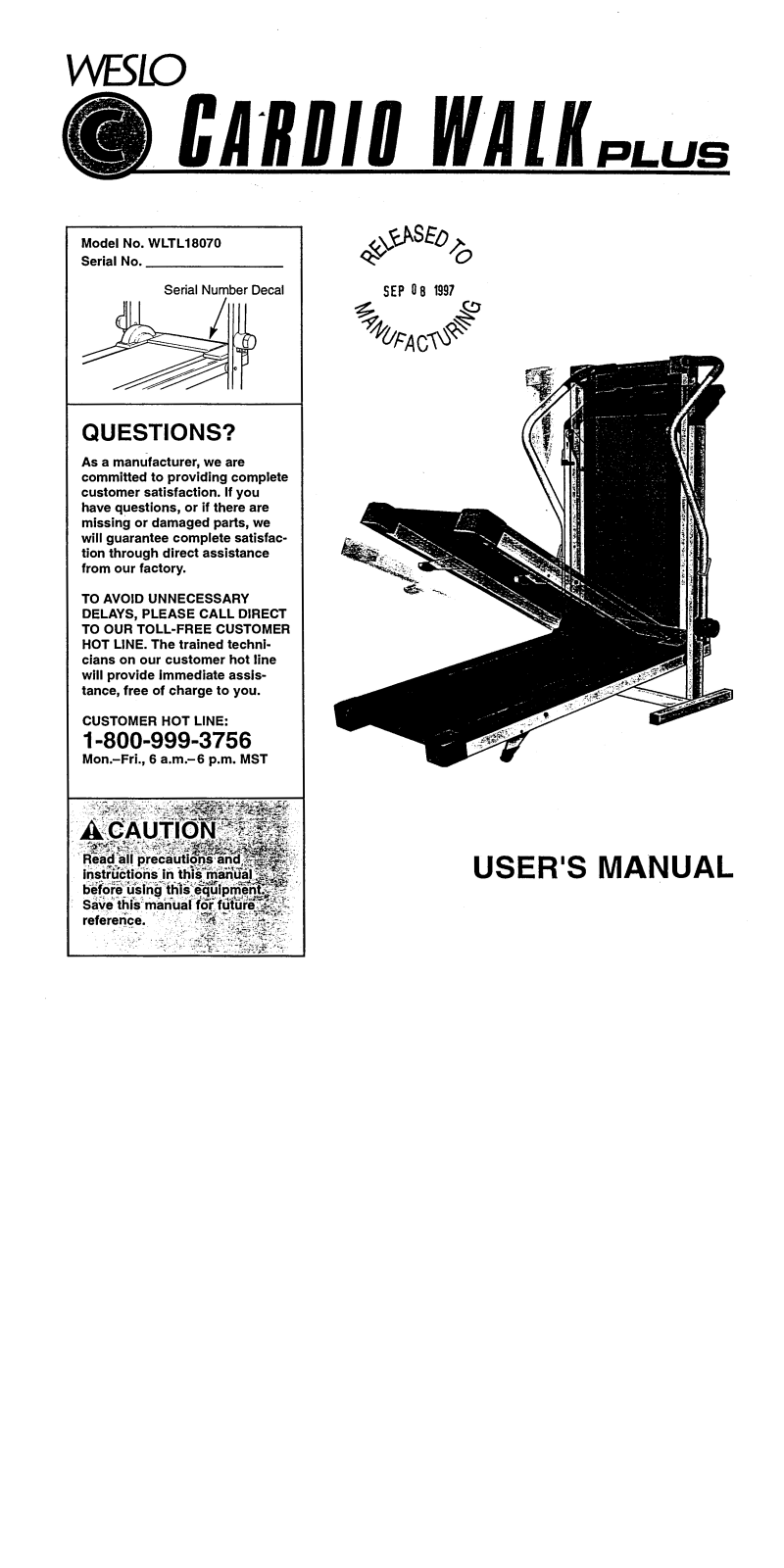 Weslo WLTL18070 Owner's Manual