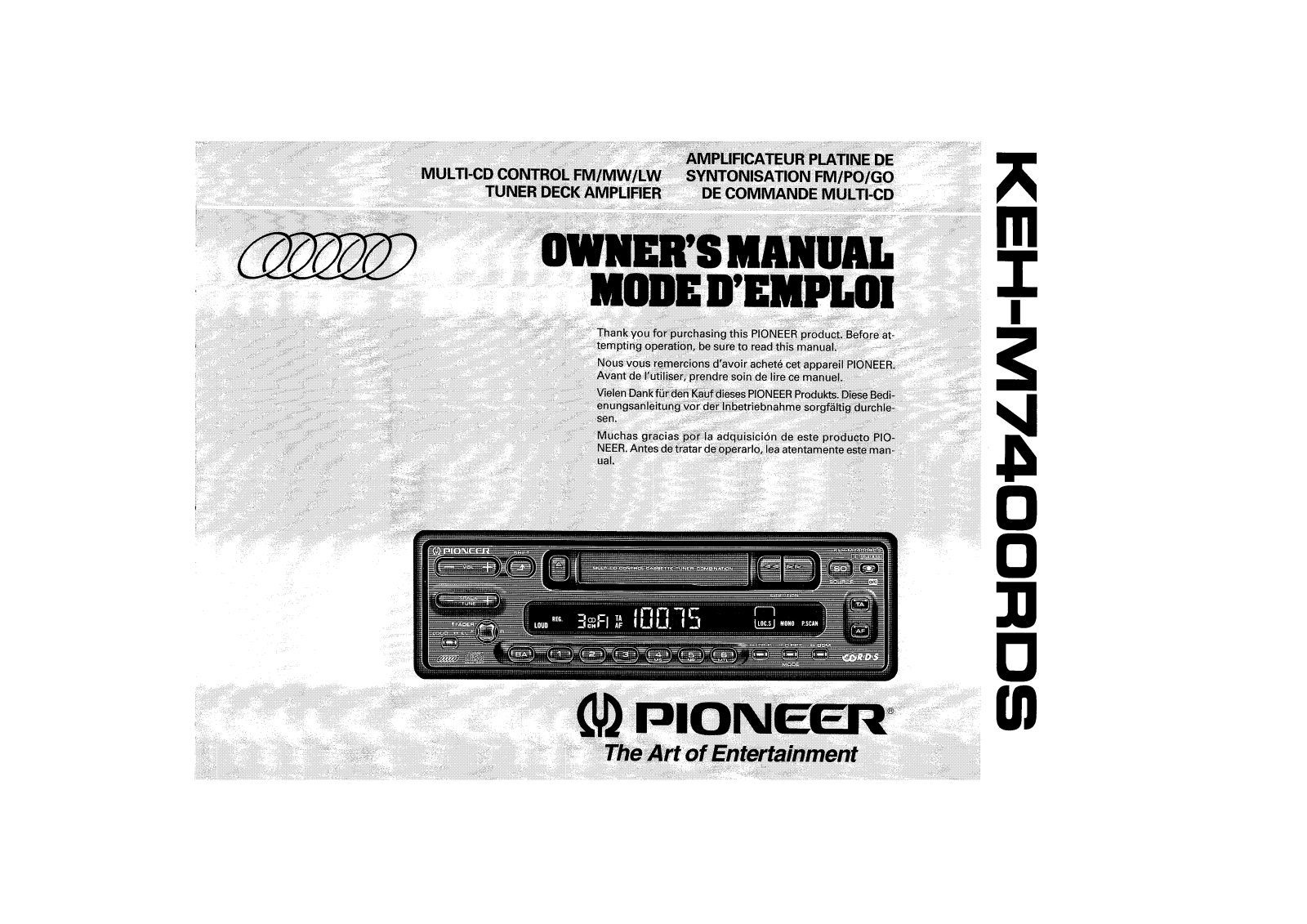 PIONEER KEH-M7400RDS User Manual