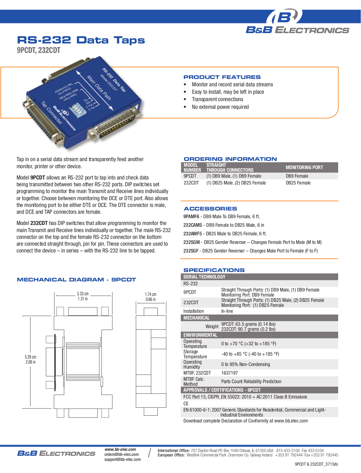 B&B Electronics 9PCDT Datasheet