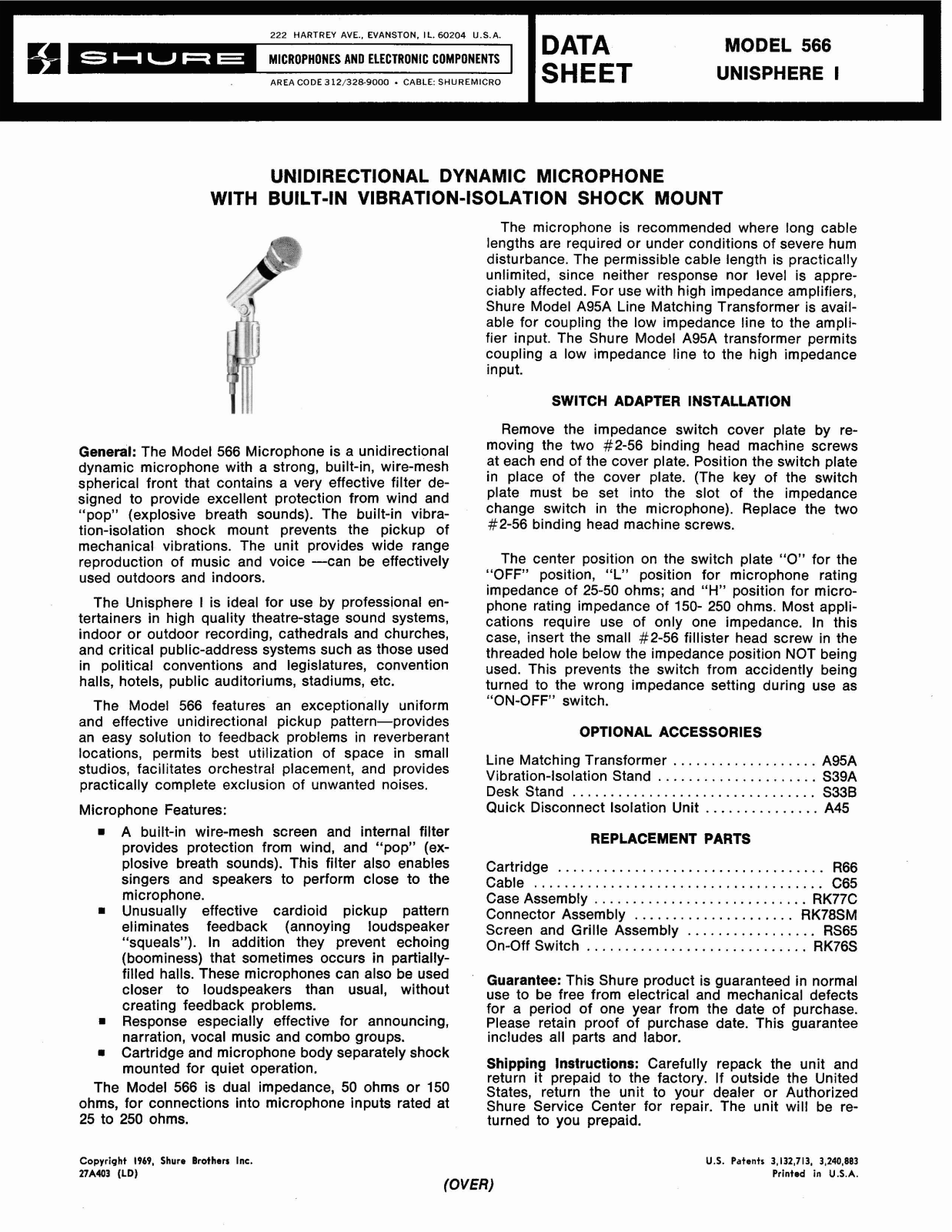 Shure 566 User Guide - ManualMachine.com