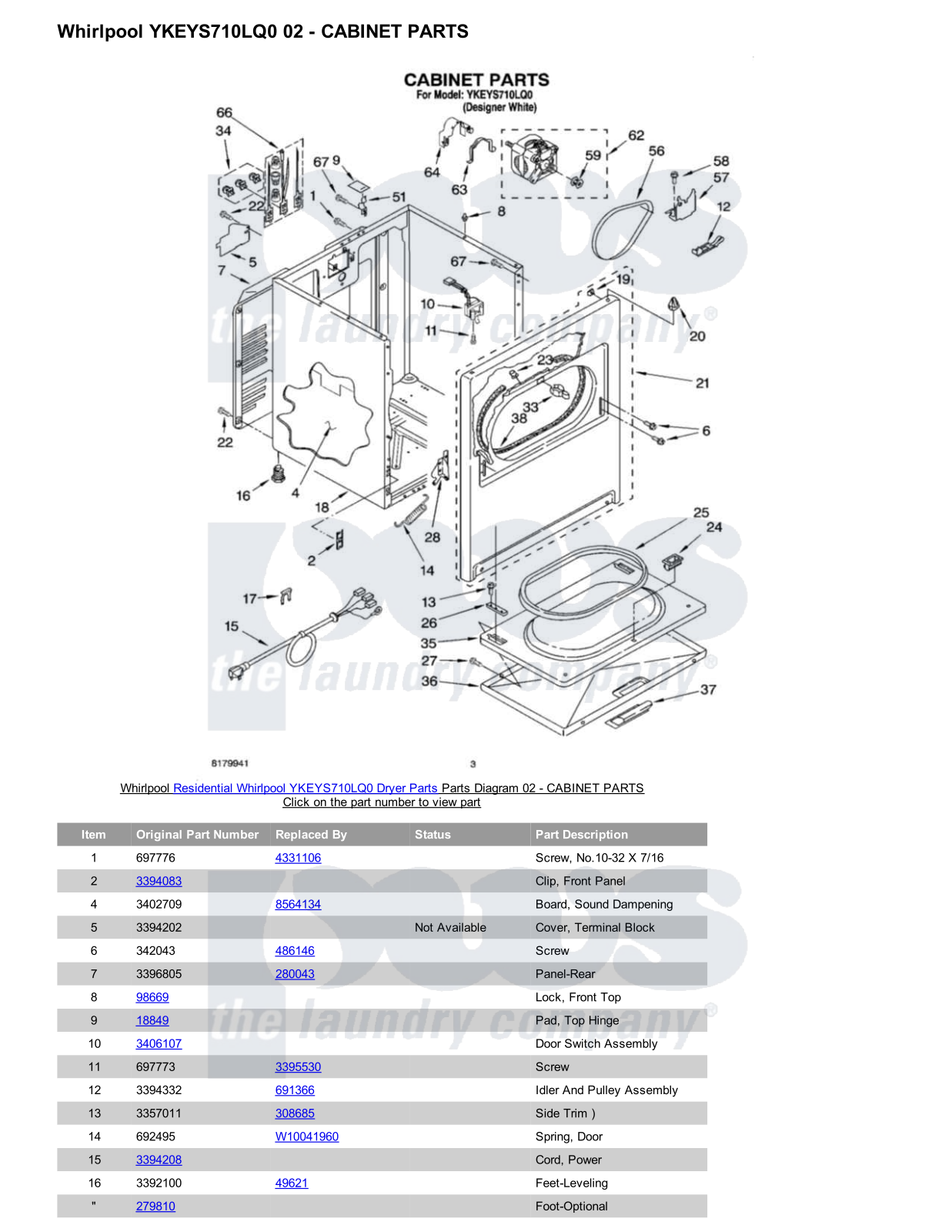 Whirlpool YKEYS710LQ0 Parts Diagram