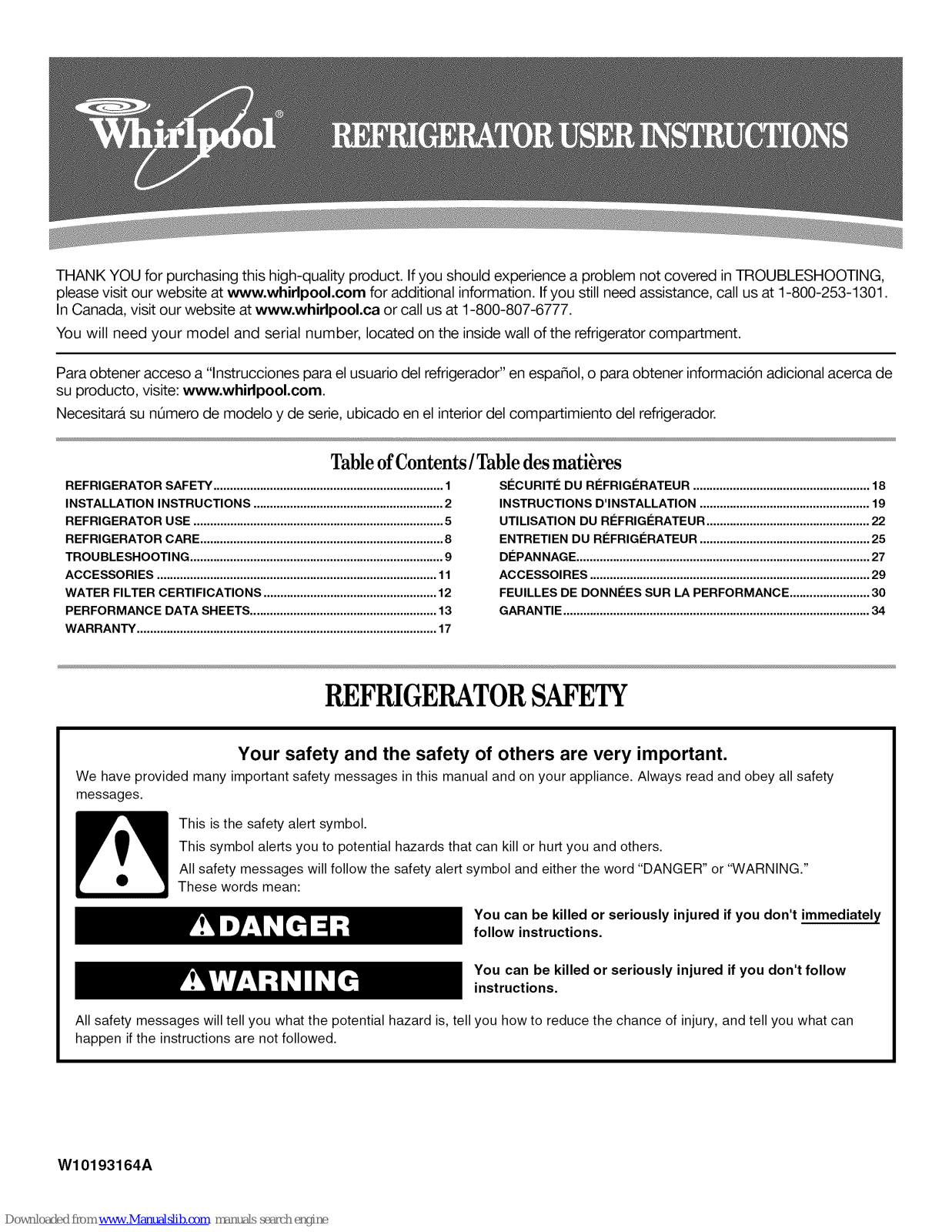 Whirlpool ED5FHAXVY User Instructions - ManualMachine.com