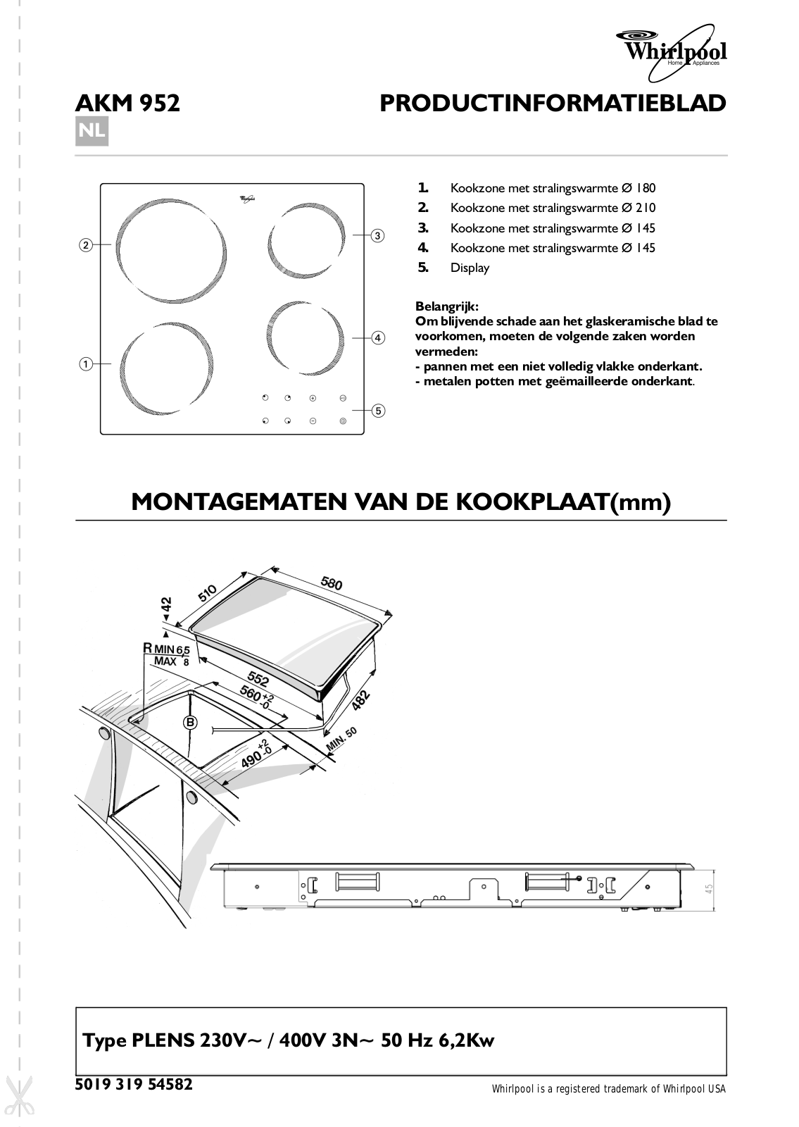 Whirlpool AKM 952 NE, AKM 952/IX INSTALLATION