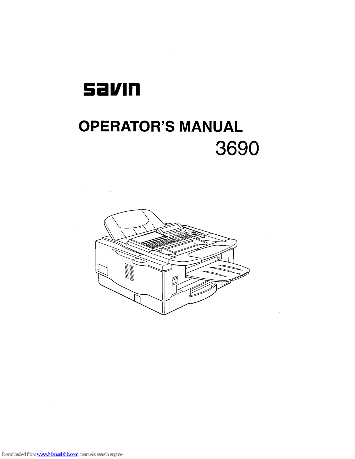 Savin 3690,3690 Operator's Manual