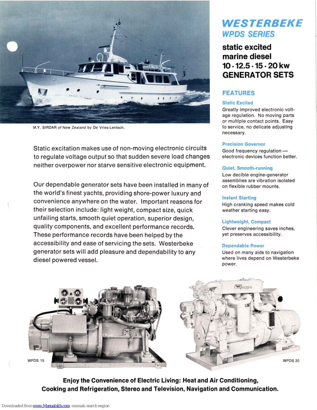 Westerbeke WPDS 10, WPDS 15, WPDS 12.5, WPDS 20 Information Sheet - ManualMachine.com