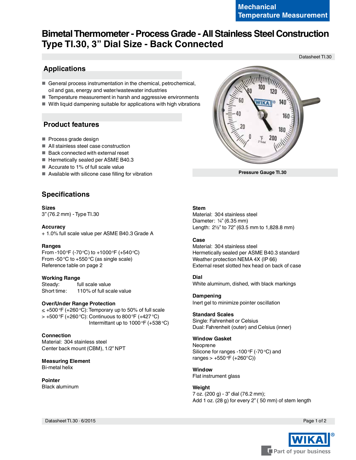 WIKA TI.30 Data sheet