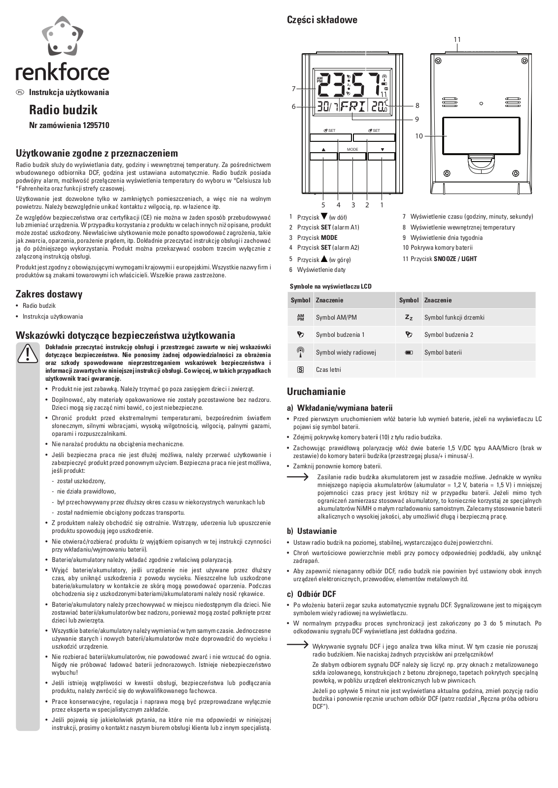 Renkforce 129 57 10 Operating Instructions