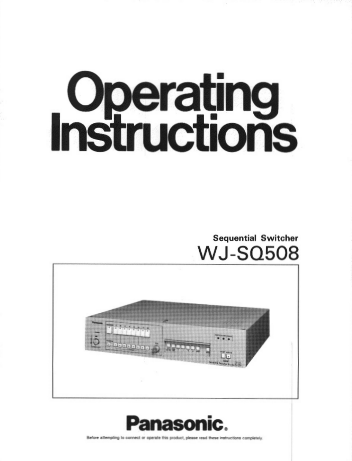 Panasonic WJ-SQ508 User Manual