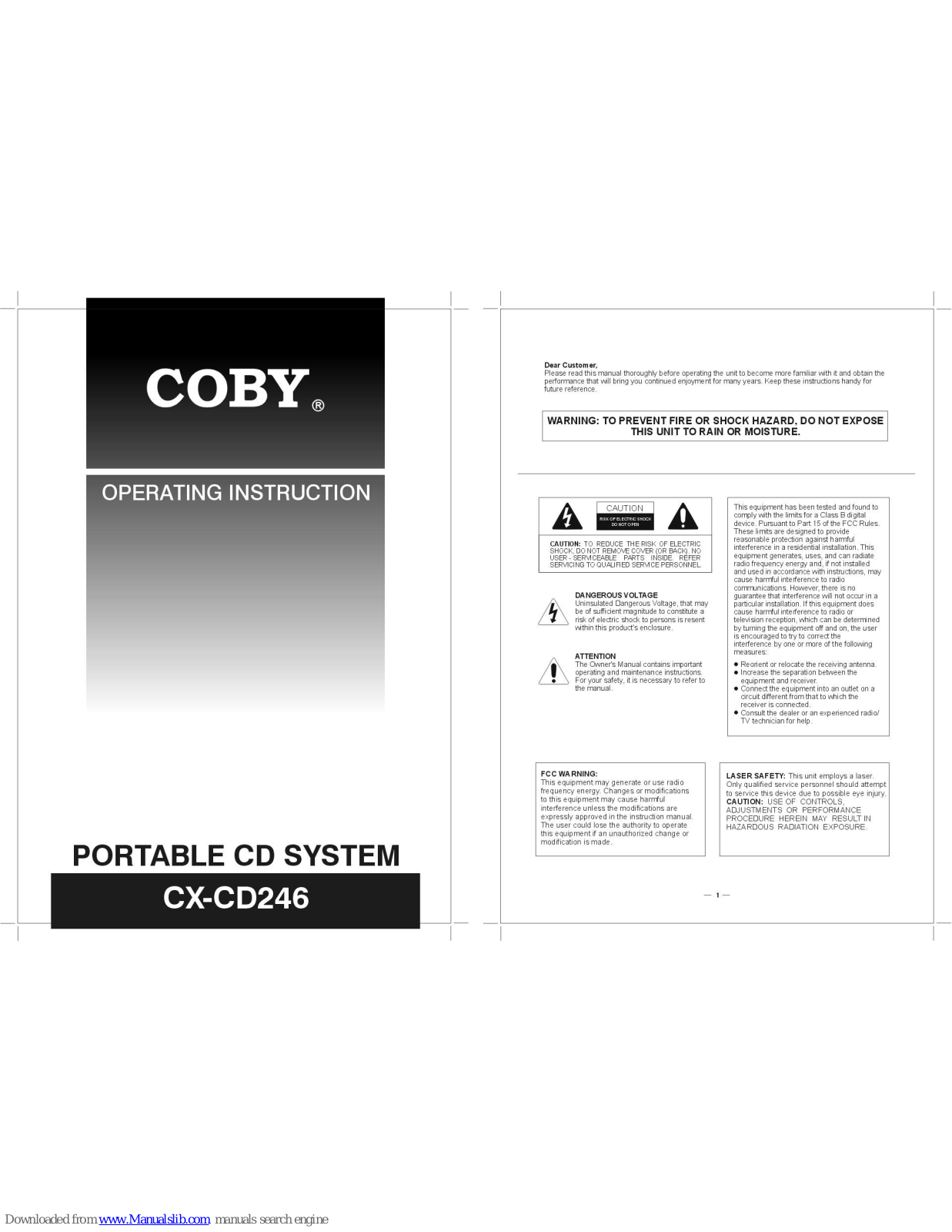 Coby CX-CD246 Operating Instructions Manual