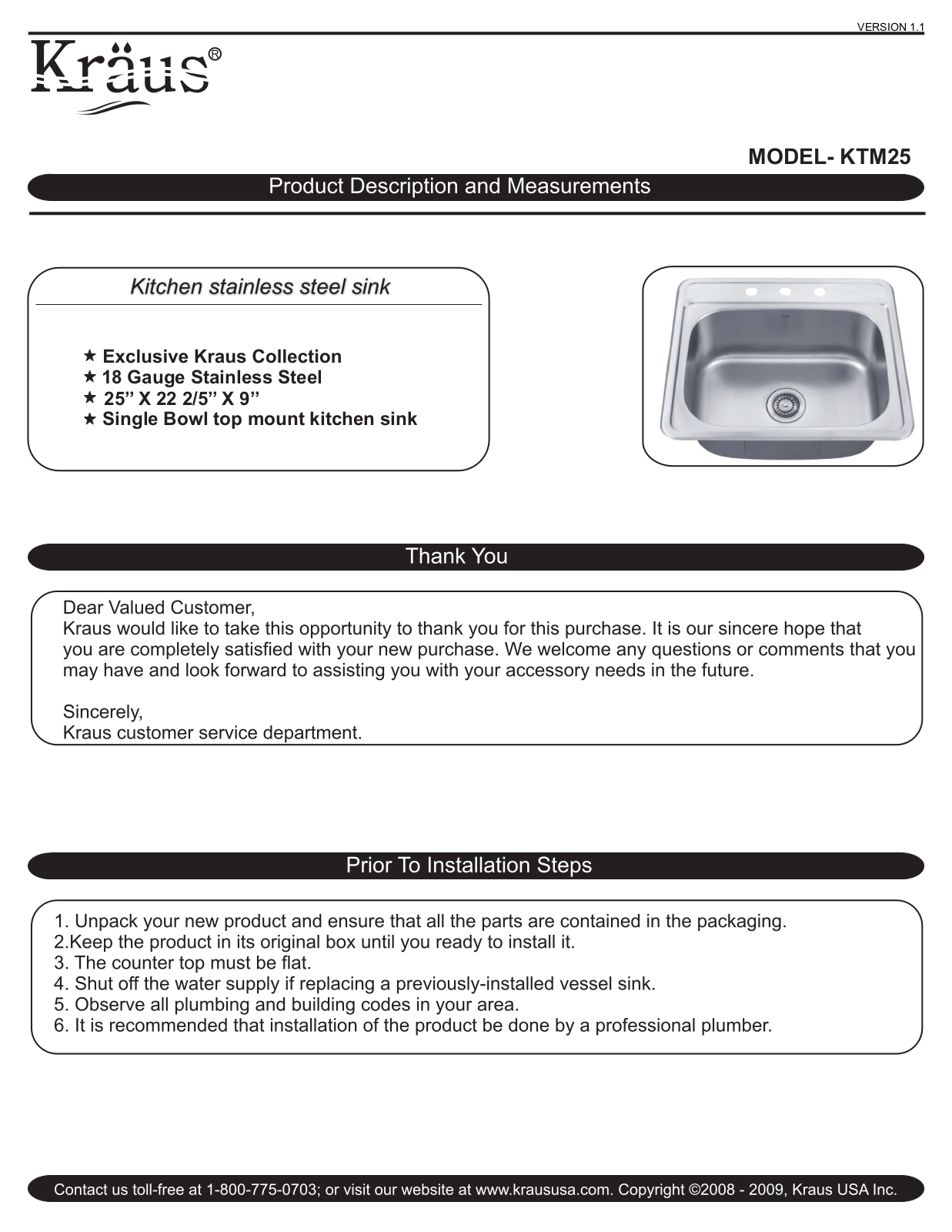 Kraus KTM25 User Manual