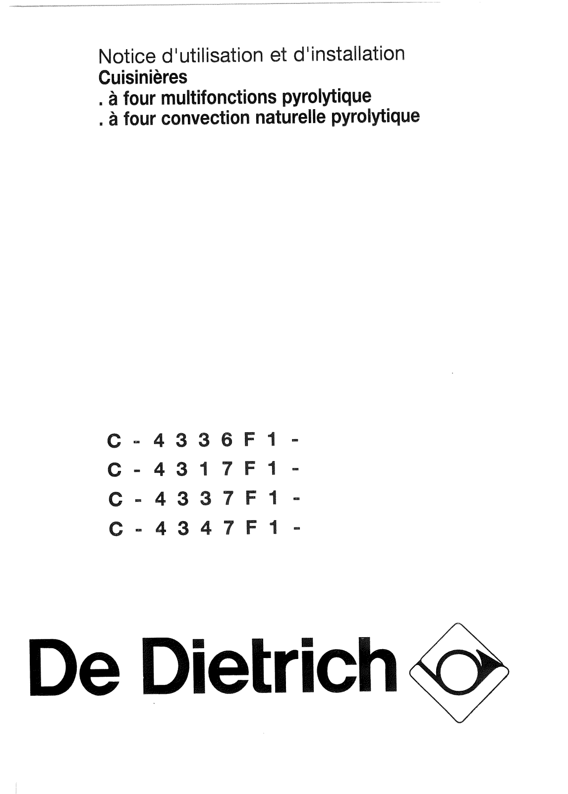 De dietrich CD4336F1, CD4347F1, CW4337F1, CD4337F1 User Manual