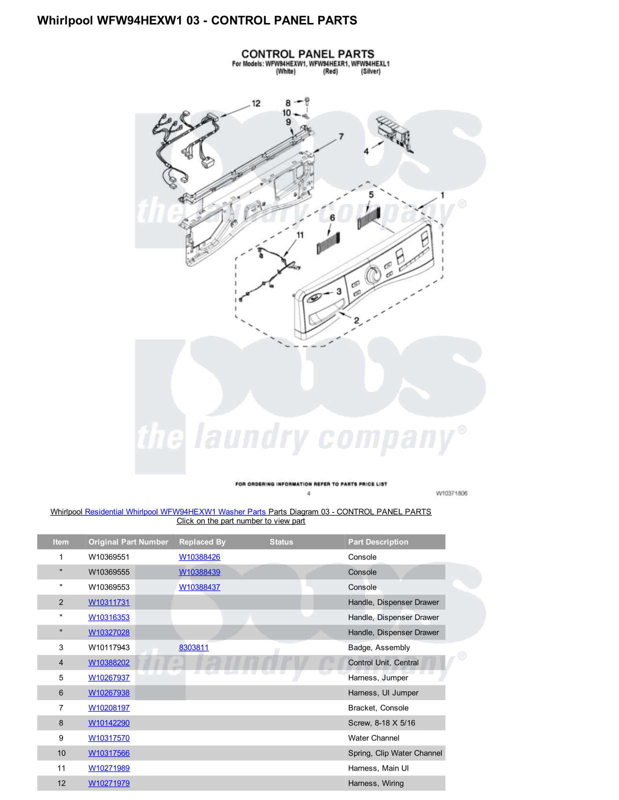 Whirlpool WFW94HEXW1 Parts Diagram