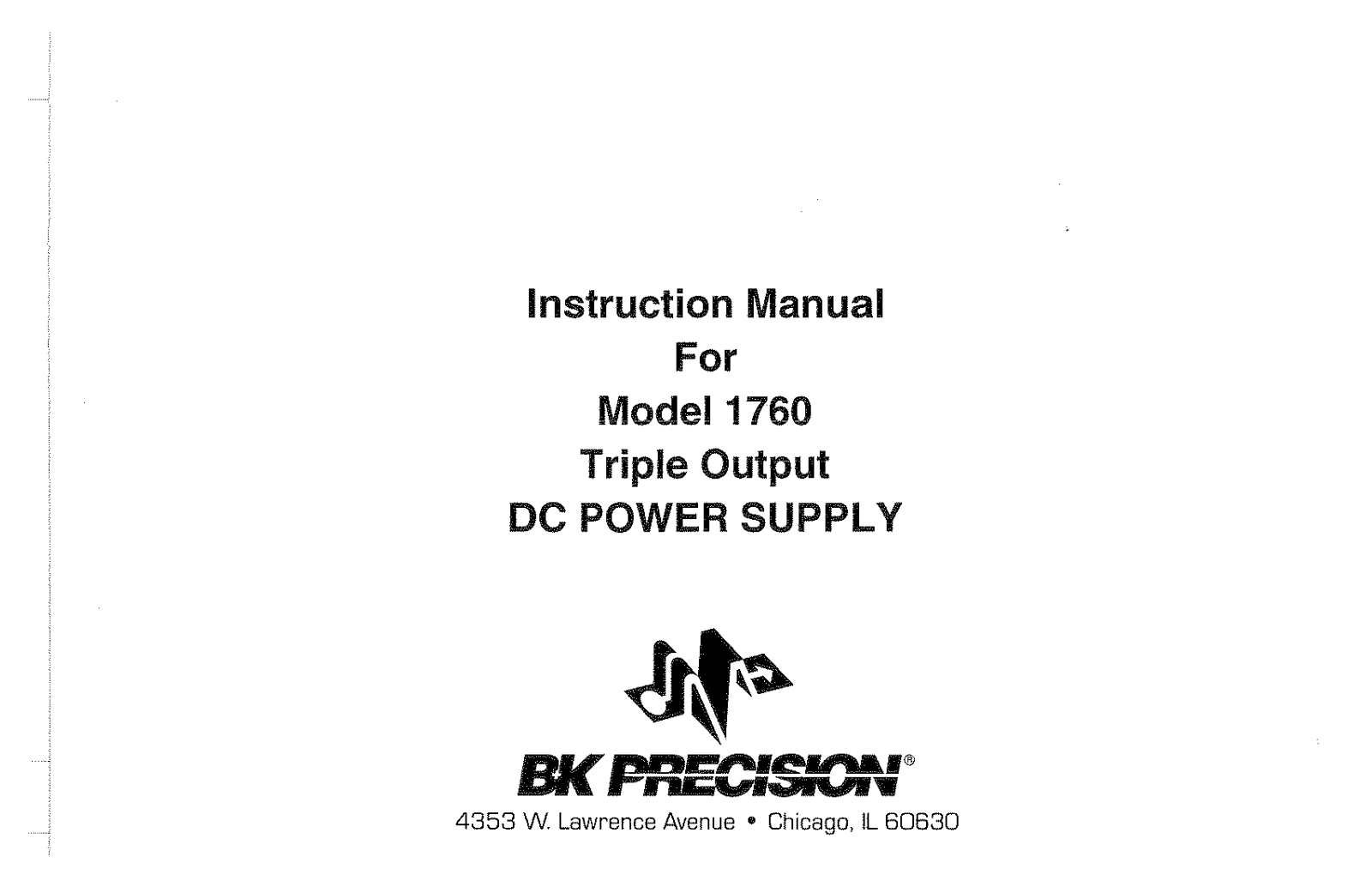 BK Precision 1760 User Manual