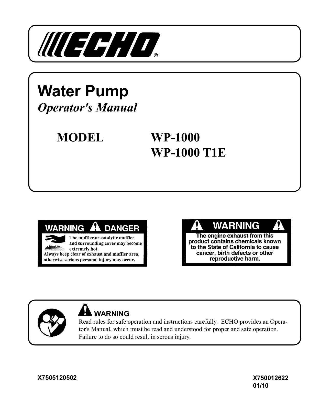 Echo WP-1000, WP-1000 T1E User Manual