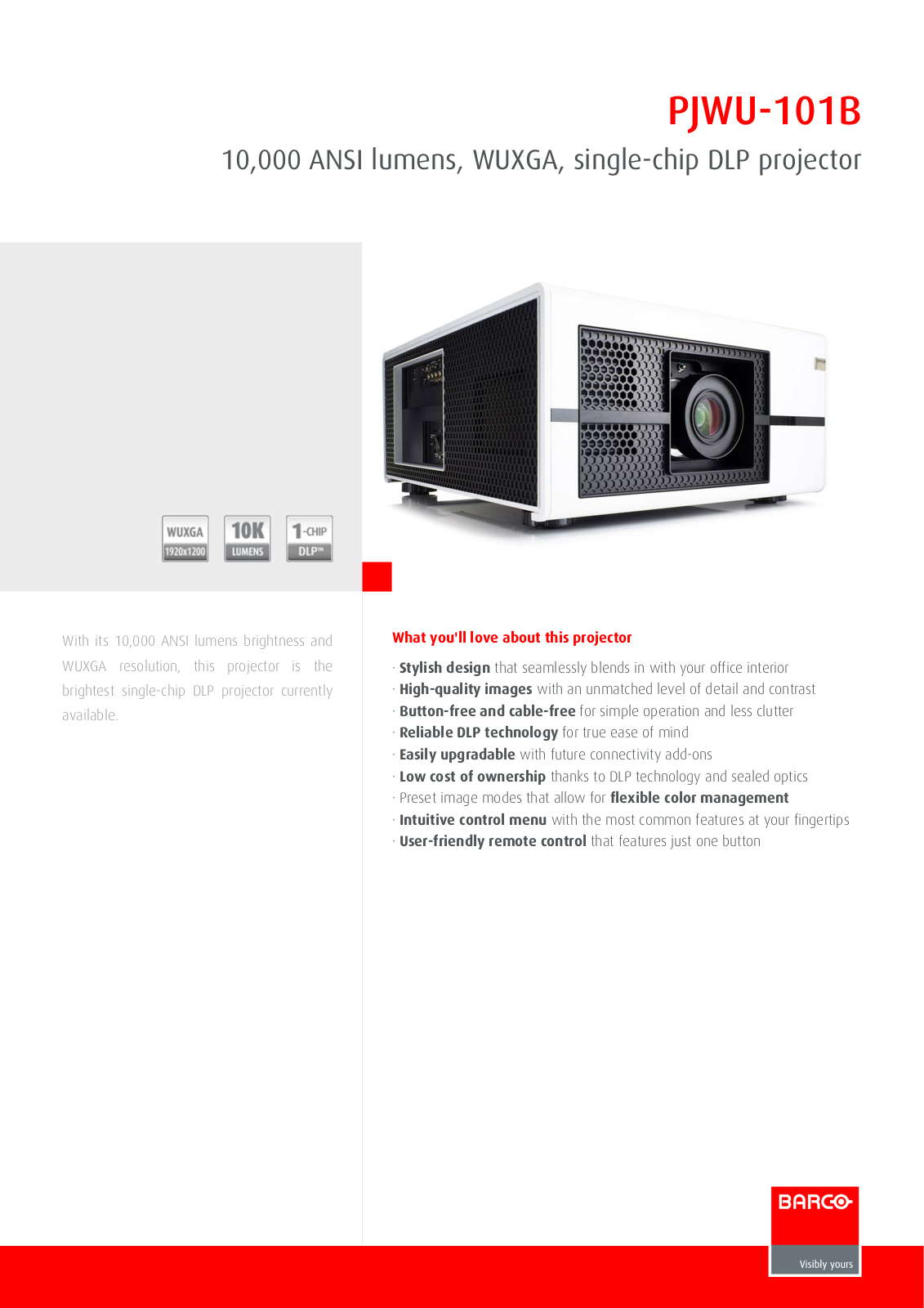 Barco PJWU-101B Product Sheet