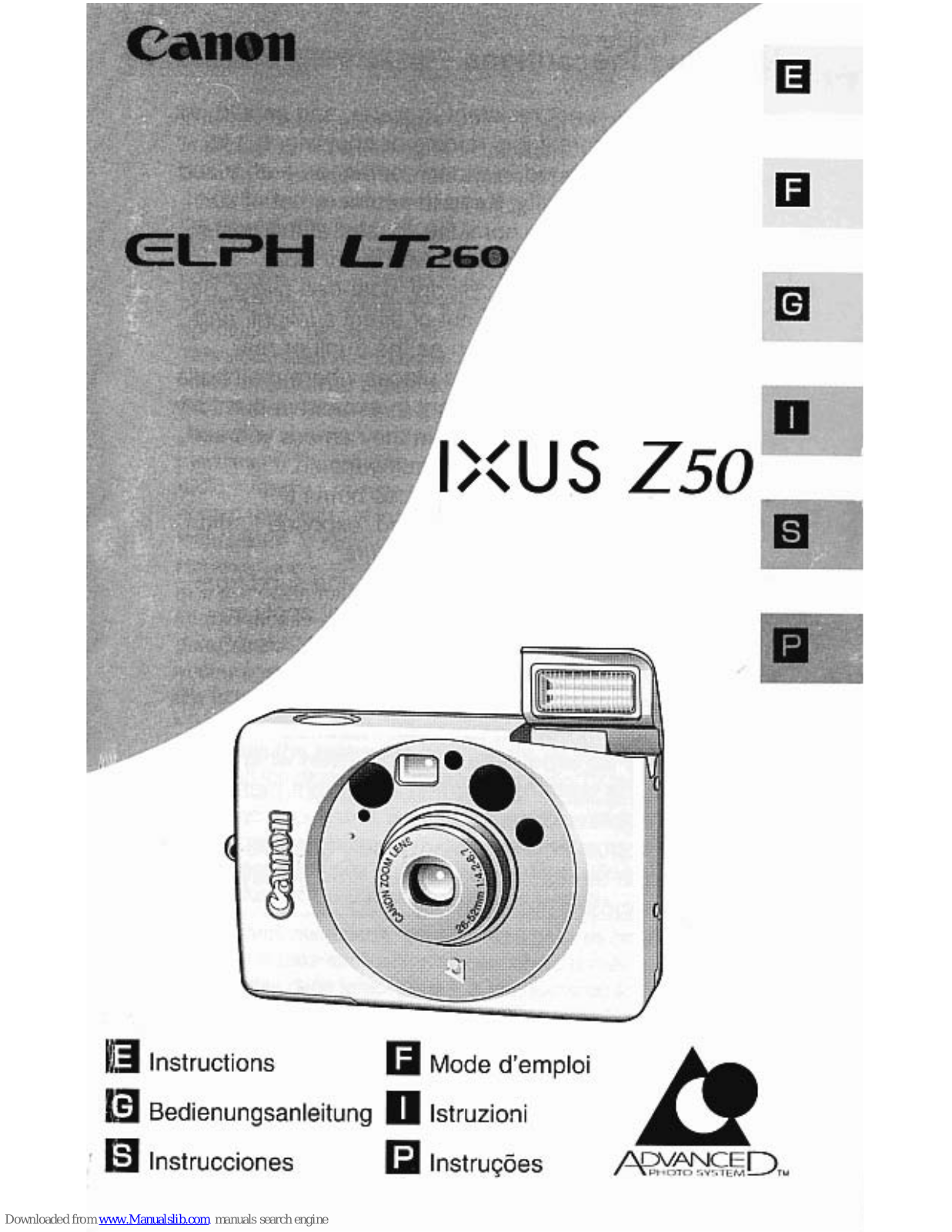 Canon ELPH ELPH LT 260, IXUS Z50 Instructions Manual