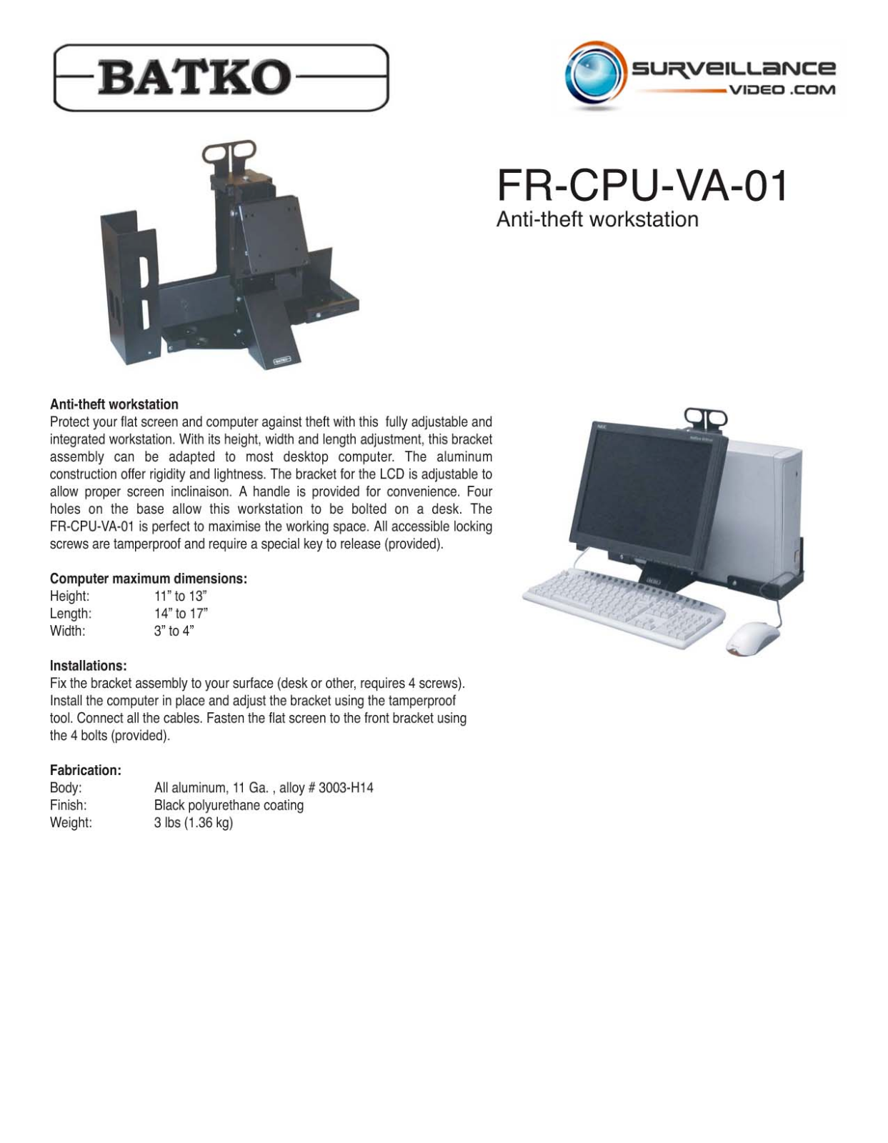 Batko FR-CPU-VA-01 Specsheet