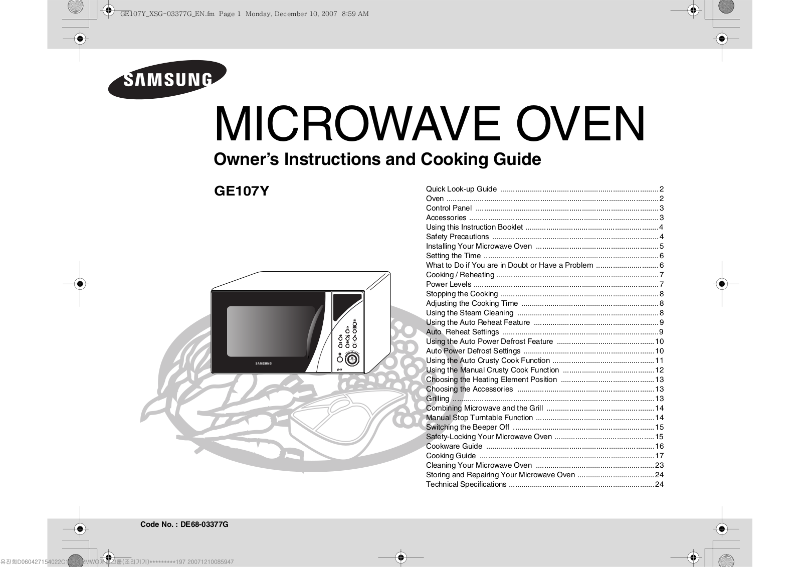 Samsung GE107Y, GE107Y-S User Manual