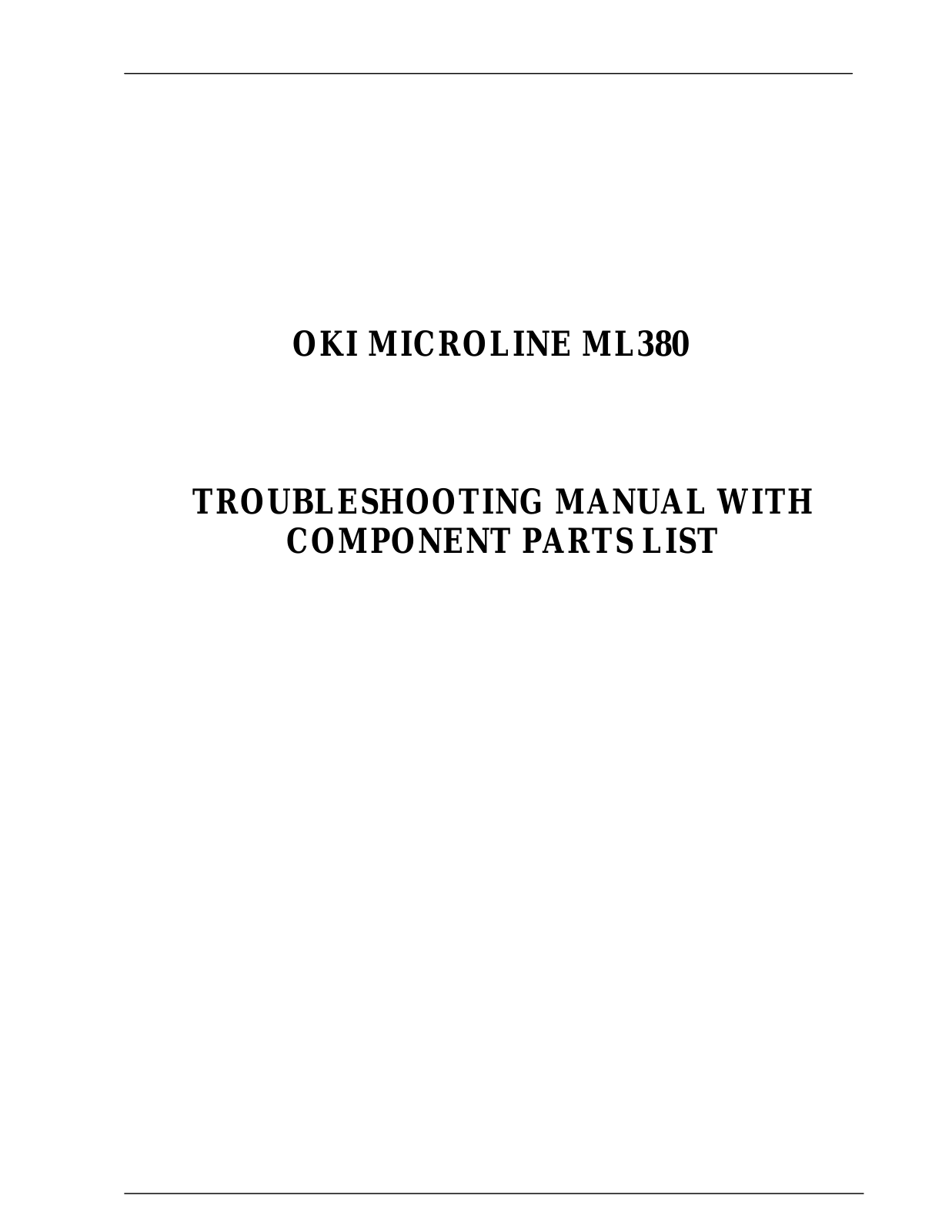 OKIDATA ML380 Troubleshooting Manual