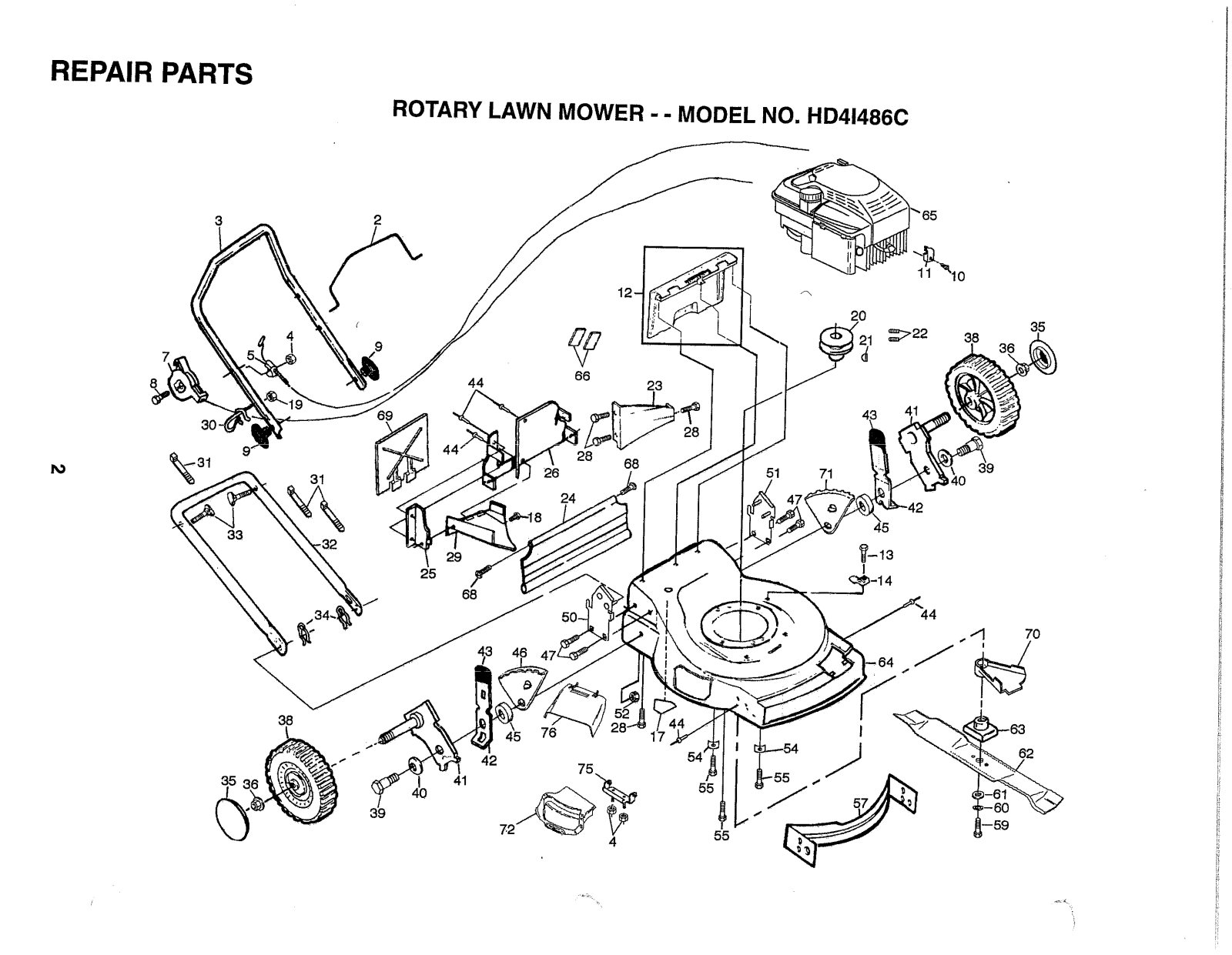 AYP HD4I486C Parts List