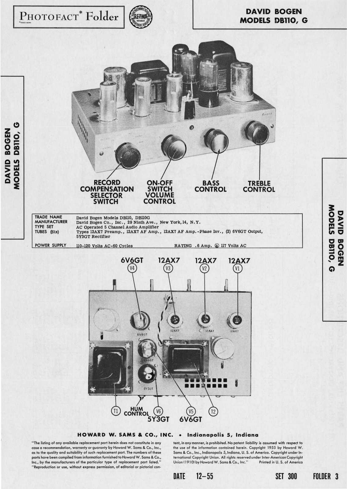 Bogen DB-110 Service Manual