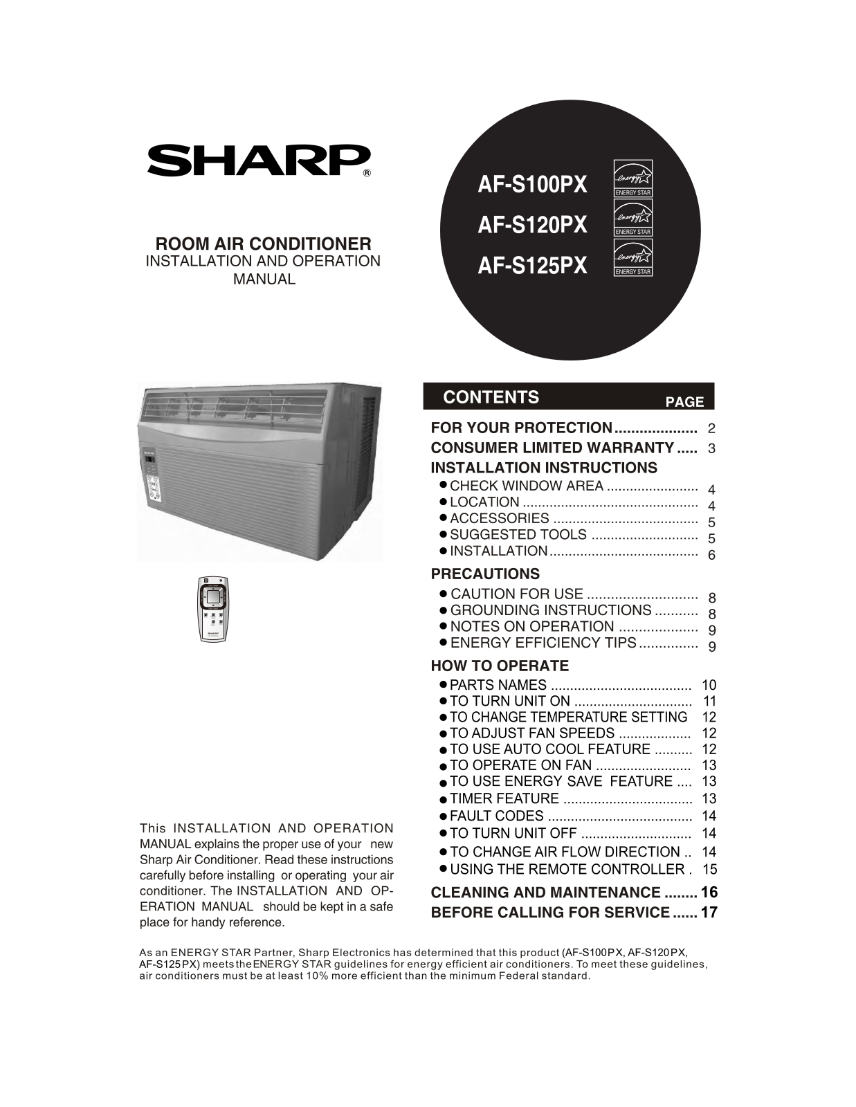 Sharp Af-s125px Owner's Manual