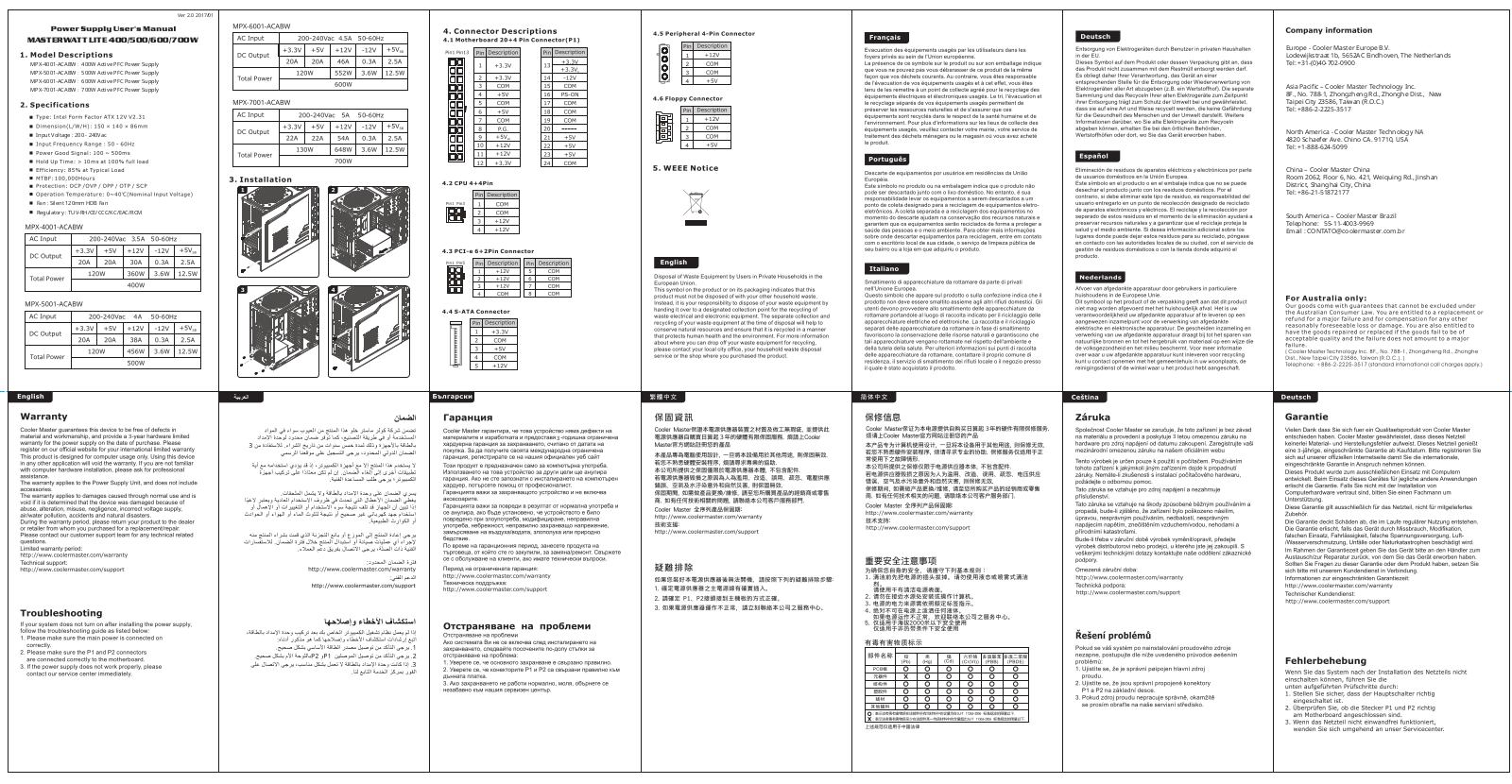 Cooler Master MPX-4001-ACABW, MPX-5001-ACABW, MPX-6001-ACABW, MPX-7001-ACABW User Manual - ManualMachine.com