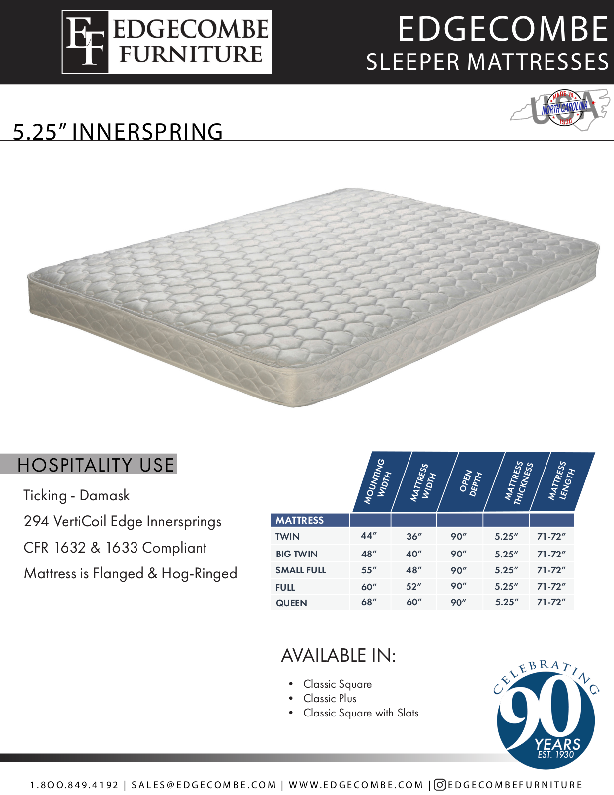 Edgecombe Furniture EDCF1131 Specifications - ManualMachine.com