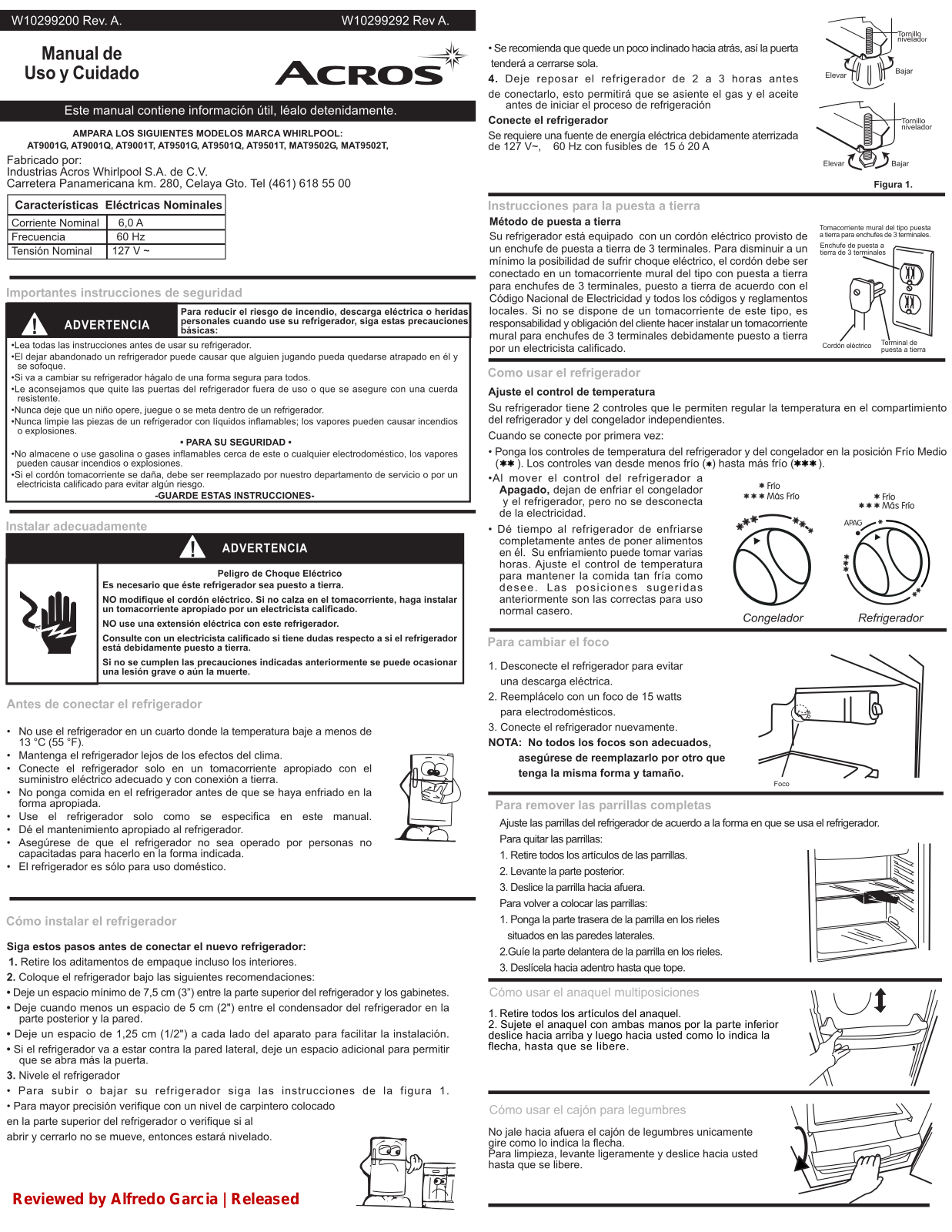 Maytag AT9001Q00, AT9001G01, AT9001G00, AT9001T00, AT9001Q01 User Manual