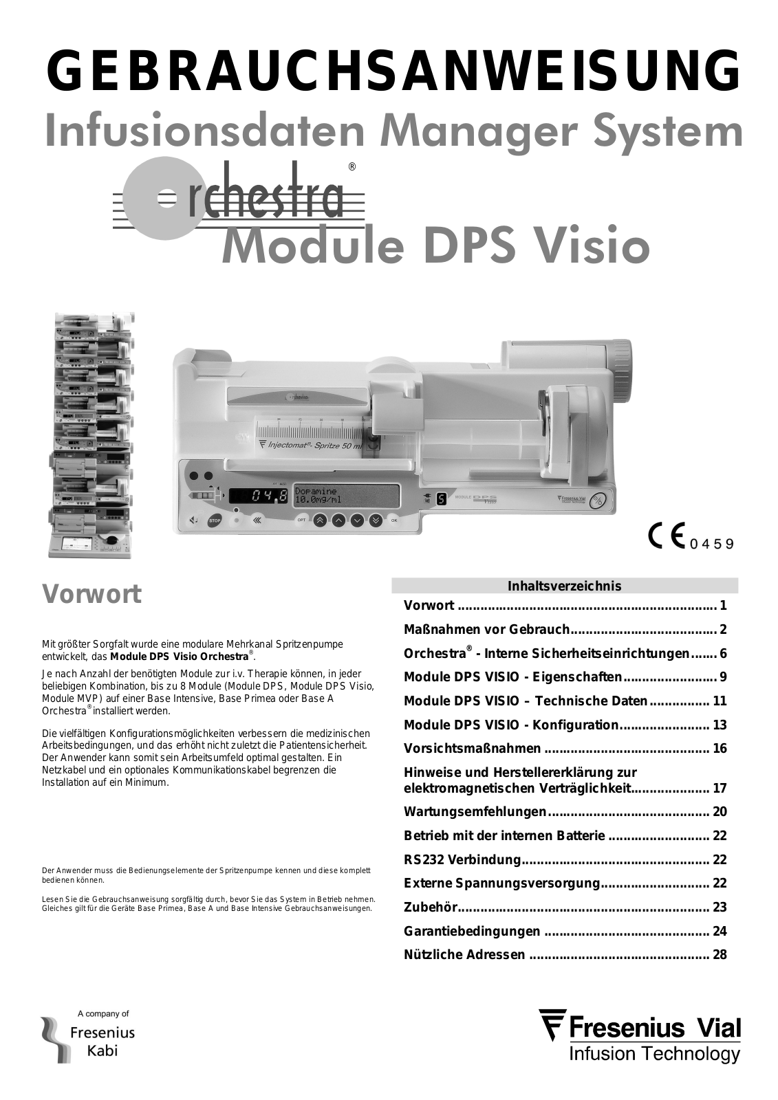 Fresenius Orchestra Module DPS Visio Gebrauchsanweisung