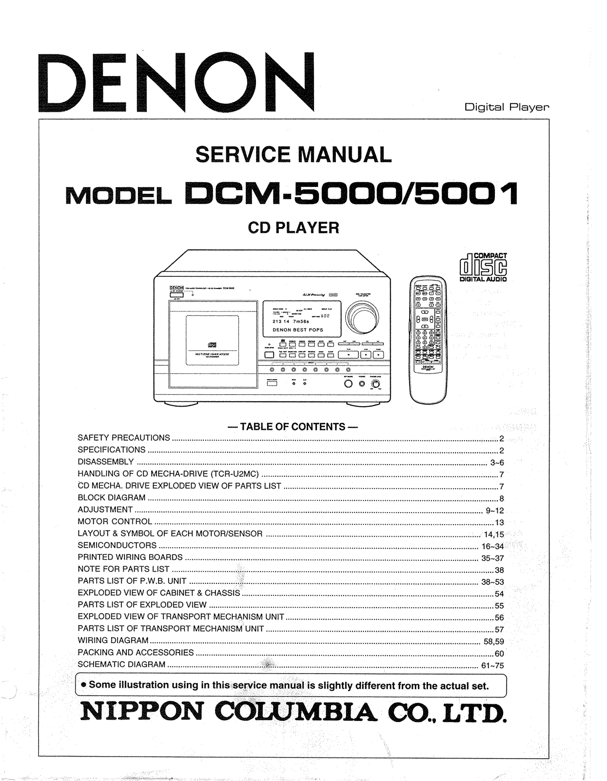Denon DCM-5000, DCM-5001 Service Manual
